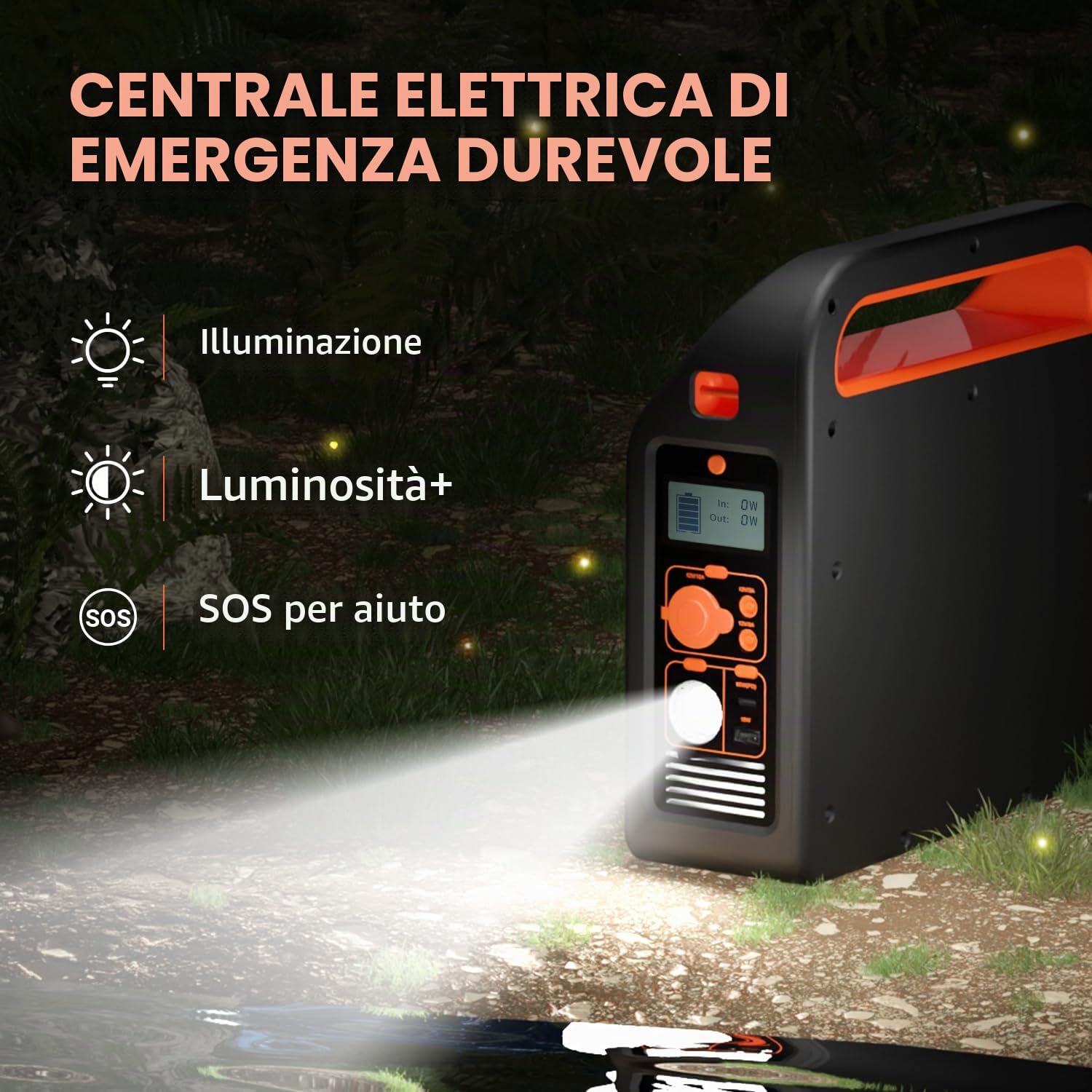 Centrale Elettrica Portatile de LEEVOT, Batteria di Backup Casa NMC da 324Wh, Uscita AC a Onda Sinusoidale Pura da 300W con Tracolla, Generatore Solare per Uso Esterno e Campeggio (P300)