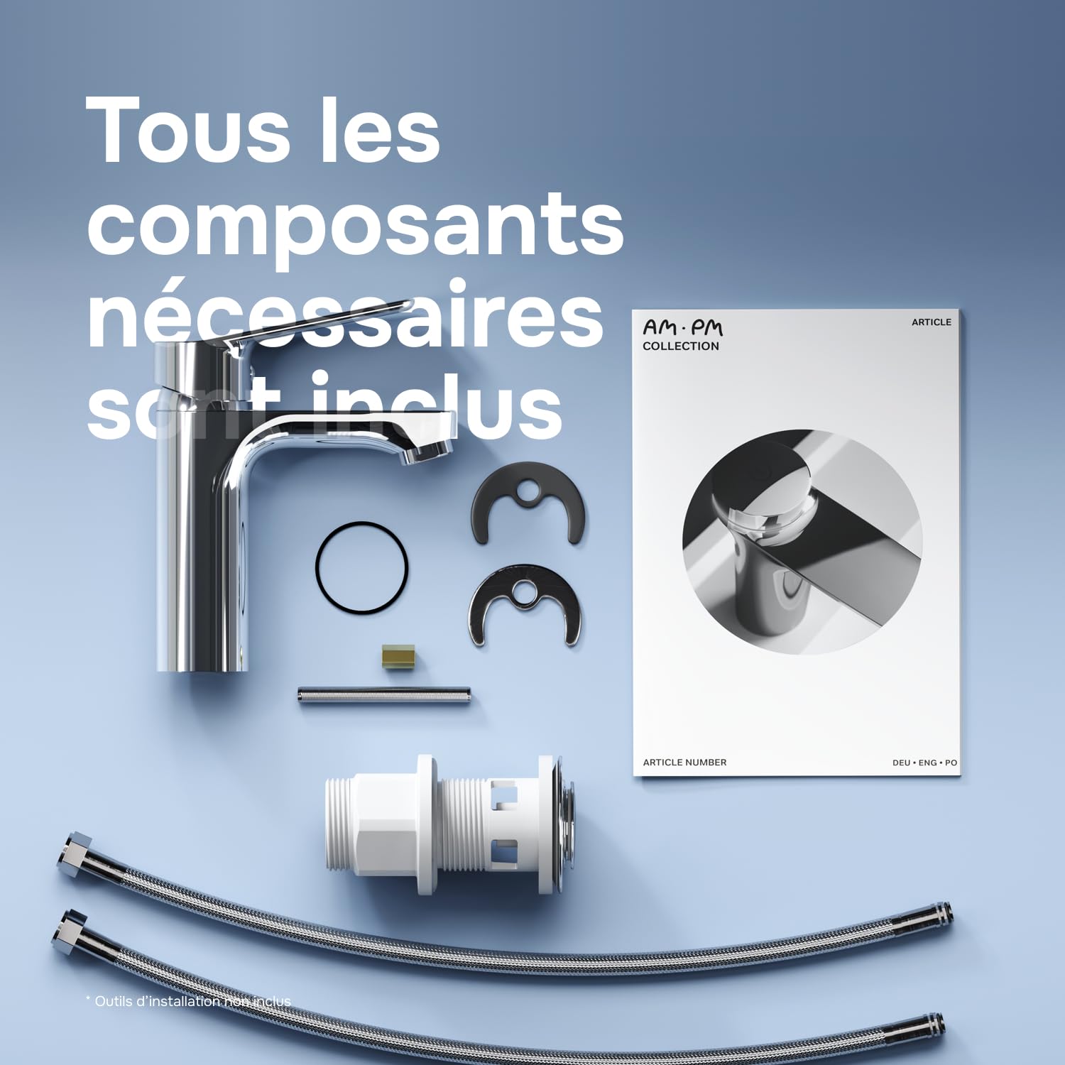AM.PM – Robinet Salle Bain Hit FTA82200, Mitigeur Lavabo Monocommande en Laiton avec Bonde de Vidage, Robinet Lave-Main Chromé