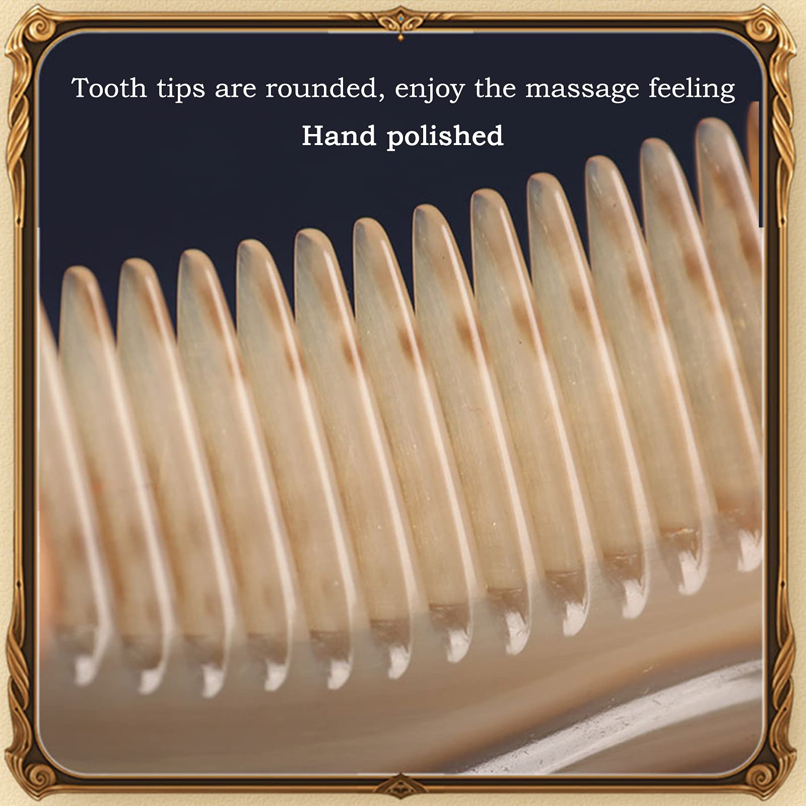 U/D Peines para El Cabello, Peine De Masaje Desenredante Antiestático para Cabello Y Barba, Mini Peine De Bolsillo Portátil Peine De Cuerno De Buey Hecho A Mano, Sin Mango,Natural,B