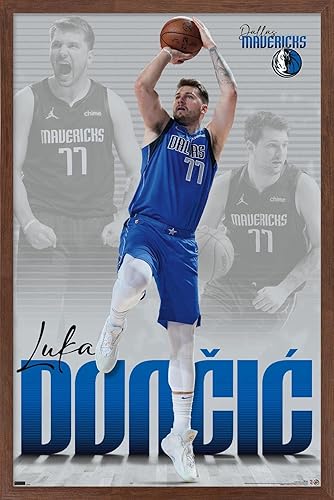 Miniatura 21 de Trends International NBA Dallas Mavericks - Póster de pared de Luka Doncic 22, 22.375 x 34 pulgadas, versión enmarcada en negro Versión enmarcada
