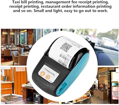 Sutinna Mini Printer, Portable Receipt Printer Bluetooth Thermal Bill Printer 58 mm Directly-Heated Thermal Printer Support The Smartphone Control(Blue US), with English Manual