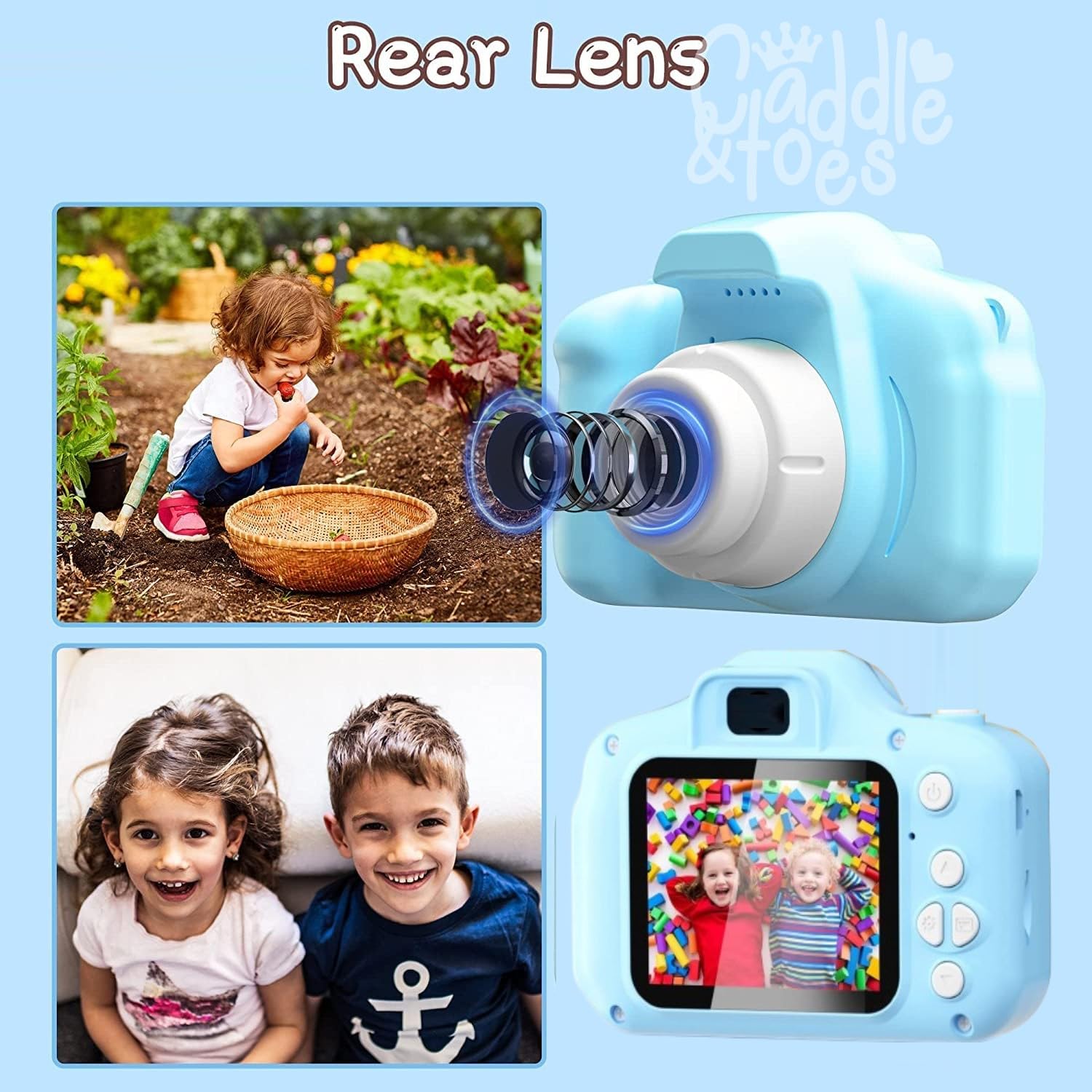 CADDLE & TOES Instant Digital Camera Toy for Kids | 40MP HD Video Recorder with Flash | Birthday Gift for Girls & Boys Age 3-14| Portable Photography Gadget (Camy Blue) (SD Card Not Included) 1