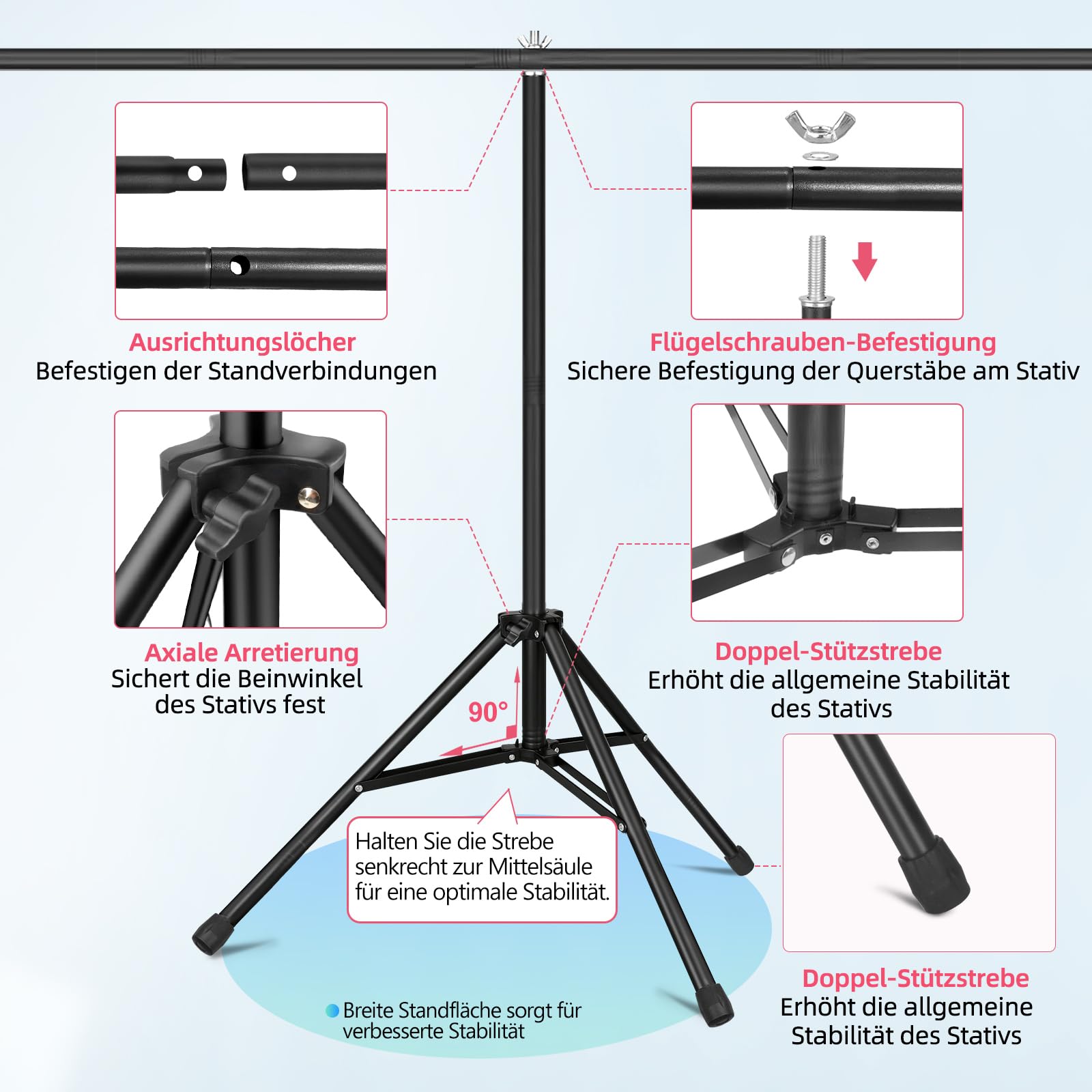 Sfondo bianco e nero con supporto, 1,5 x 2 m, 2 in 1, nero e bianco, con supporto, kit di sfondo fotografico per streaming, giochi, servizi fotografici