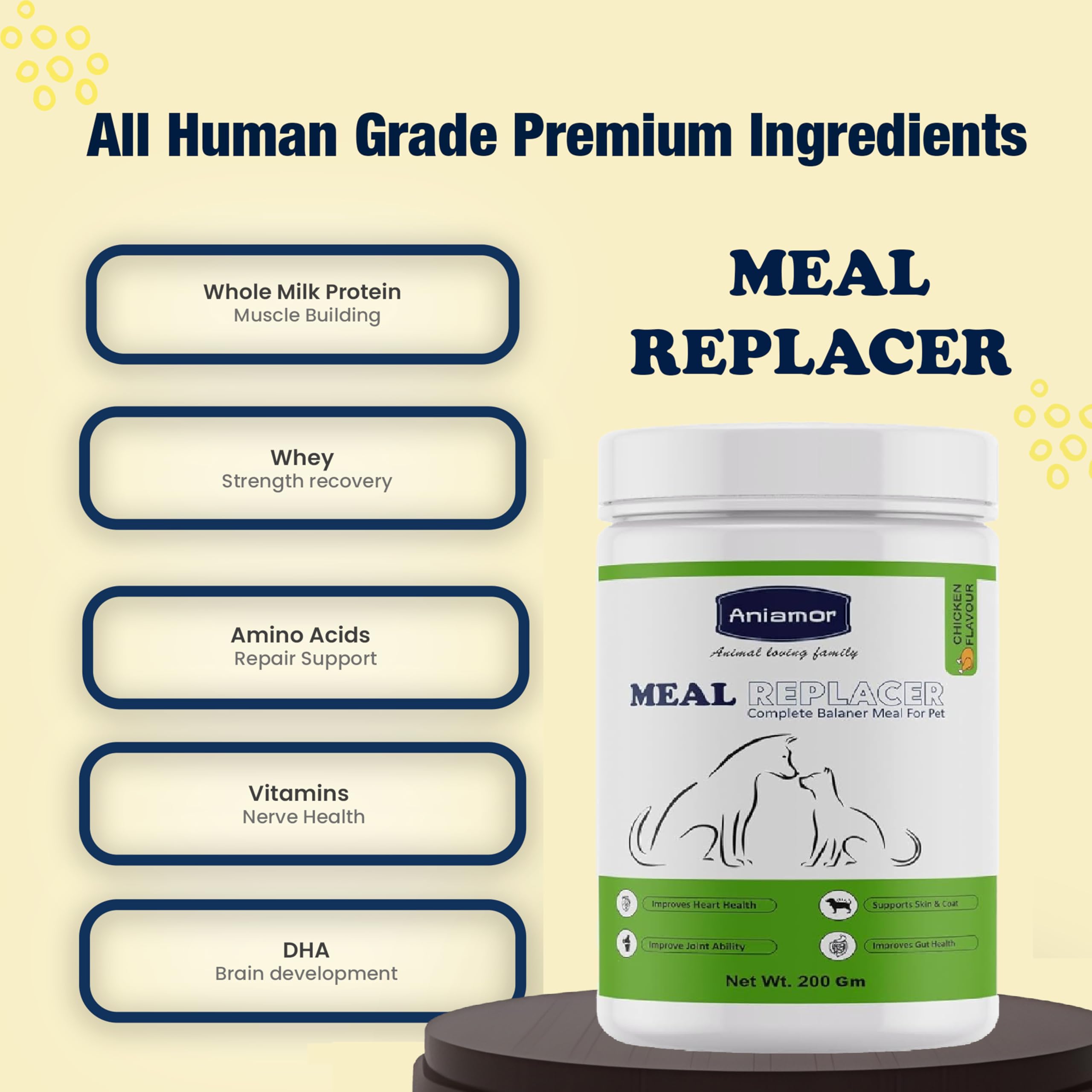Aniamor Meal Replacer | Pet Supplement | Helps in Overall Health | 200gm Jar | for All Life Stages 2