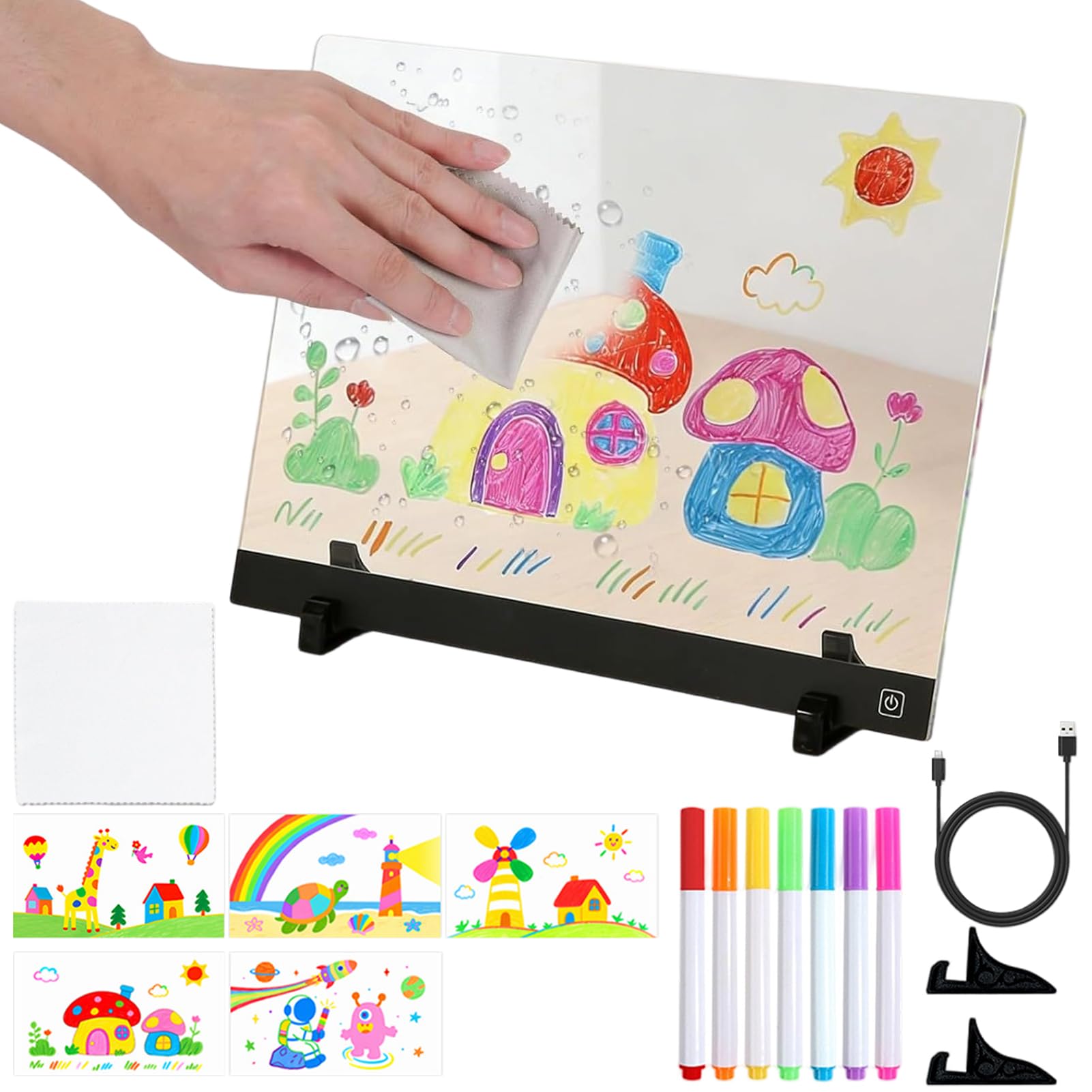 Tableau à message LED effaçable et rechargeable avec 4 modes d'éclairage - 8
