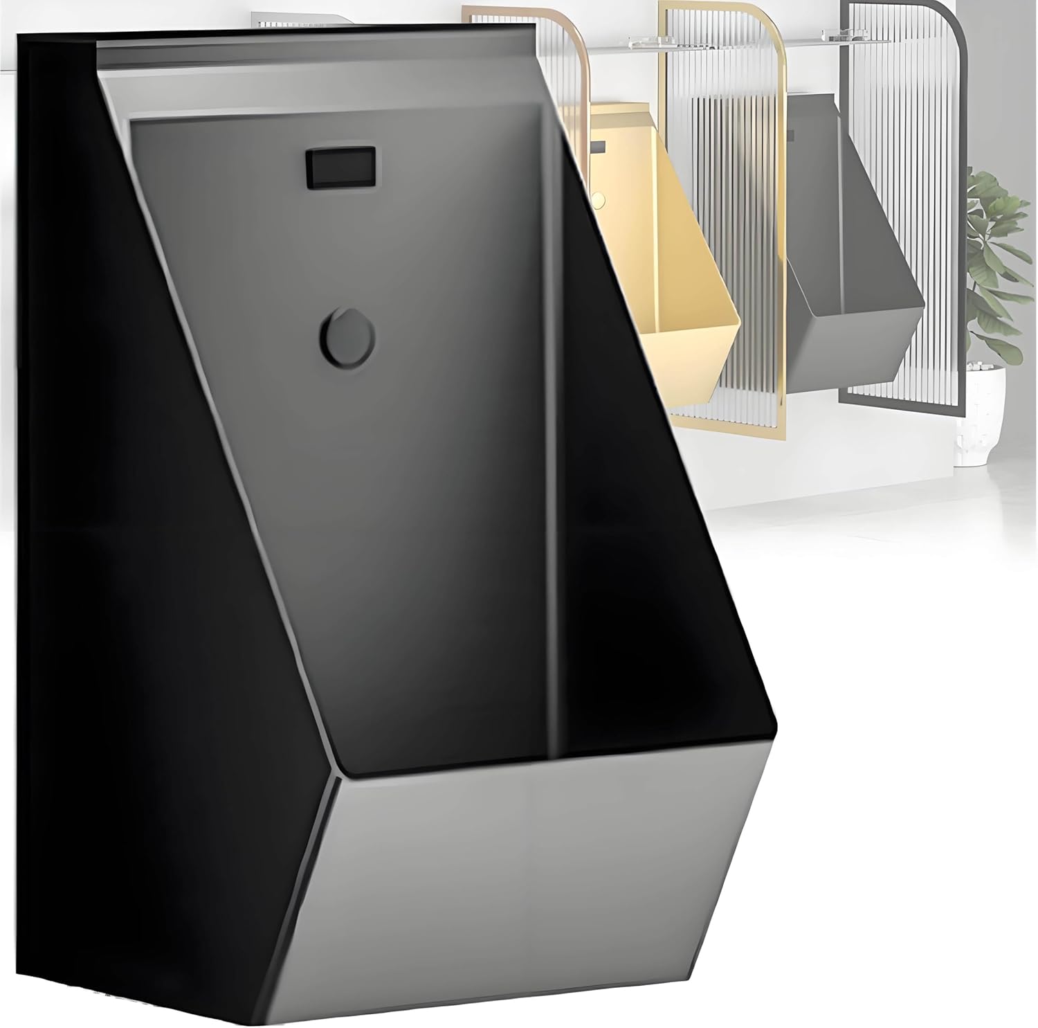 Touchless Automatic Sensor Urinal - Wall Mounted 304 Stainless Steel Anti-Splash & Odor-Proof Easy Installation for Bathrooms - Modern Design Hygienic,Black,Black