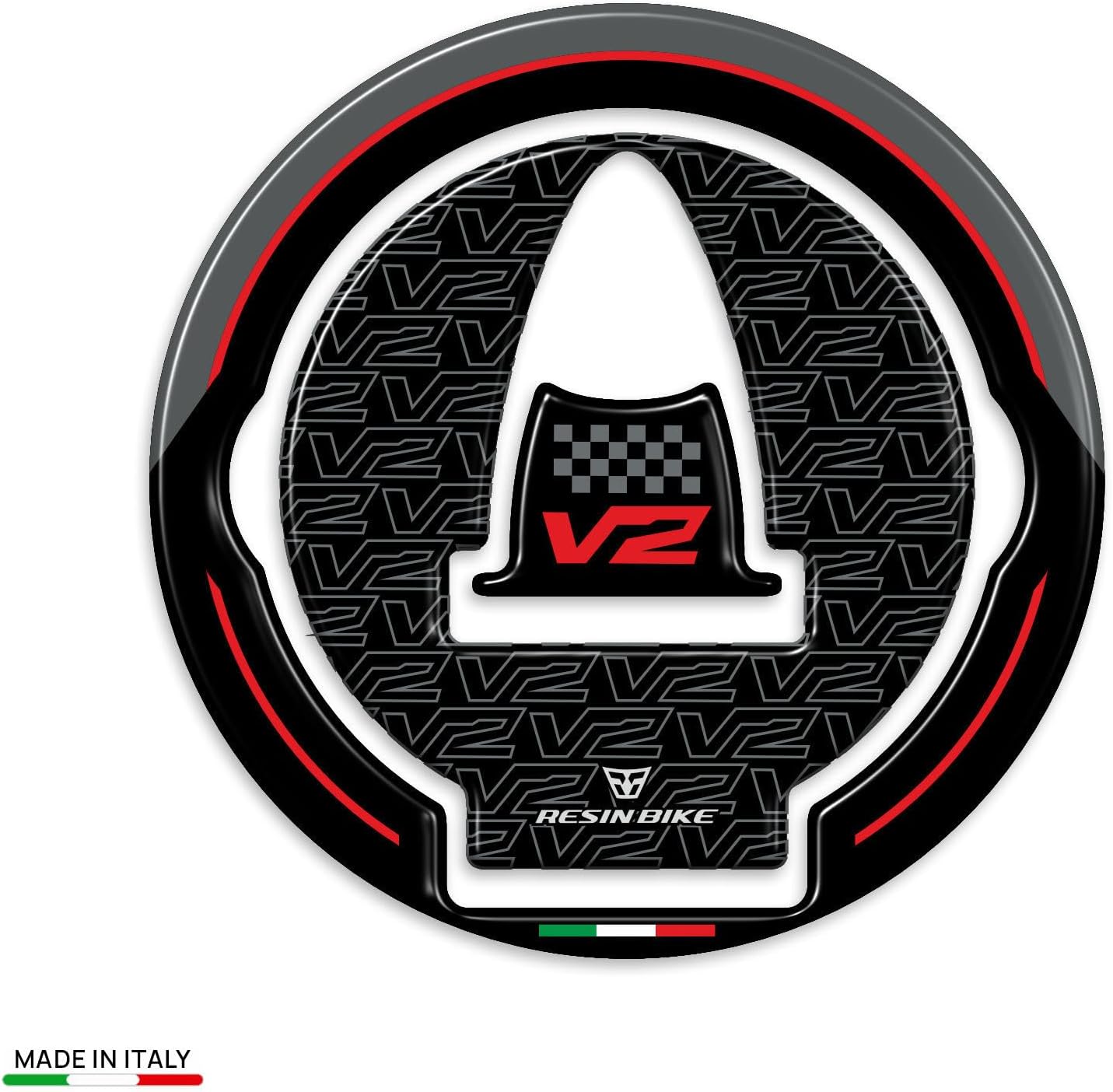 Resin Bike Motorcycle Stickers Compatible with Ducati Panigale-Streetfighter V2-V2S 2025. Tank Cap Protection Against Bumps and Scratches. 3D Domed Resin Stickers Made in Italy.