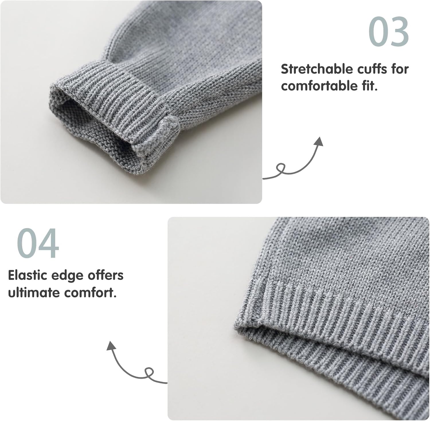 pureborn Baby Toddler Boys Girls Pullover Sweater Cotton Knit Button Closure Sweaters - Image 5