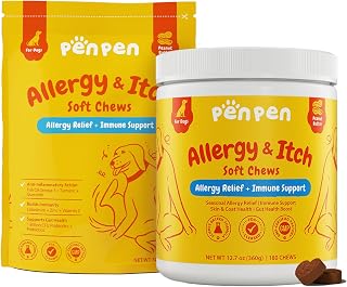 PENPEN Dog Allergy Relief Chews (Peanut Butter Chews, 50ct and 180 Chews)