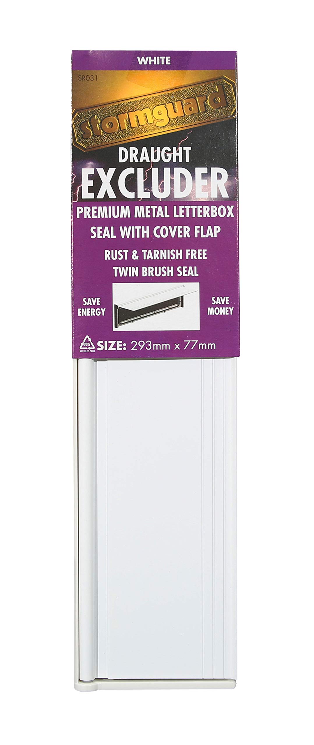 Stormguard Letterbox White with Flap Draught Excluder Seal Brush with Flap Letter Box Metal Weather Cover