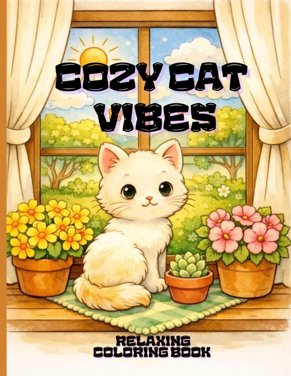 Cozy Cat Vibes Relaxing Coloring pages For Teens and Adults: Coloring book