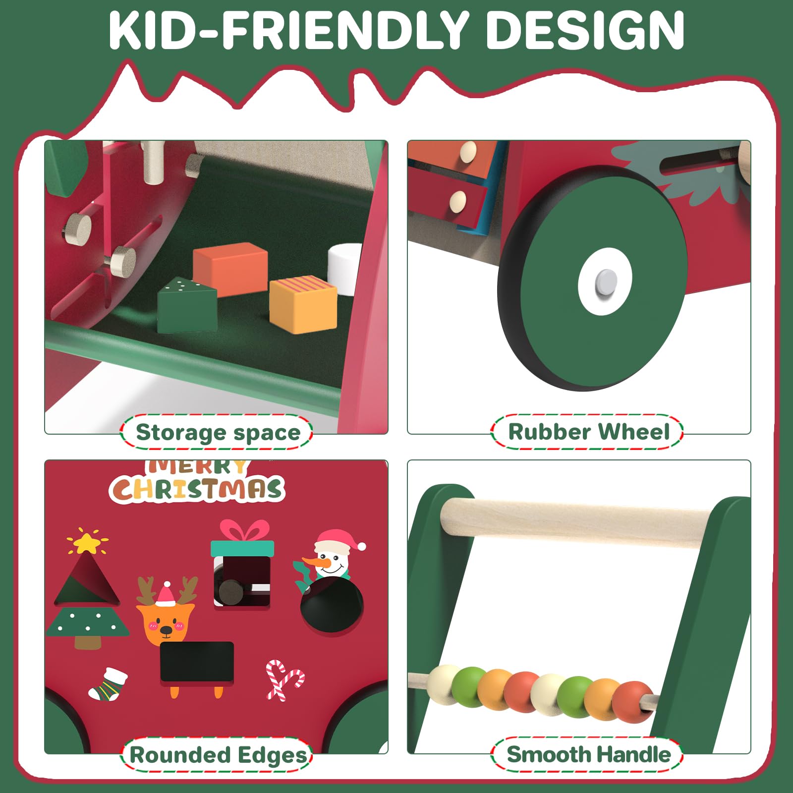 Asweets Loophulp voor kinderen, loopwagen van hout, 10-in-1 Montessori