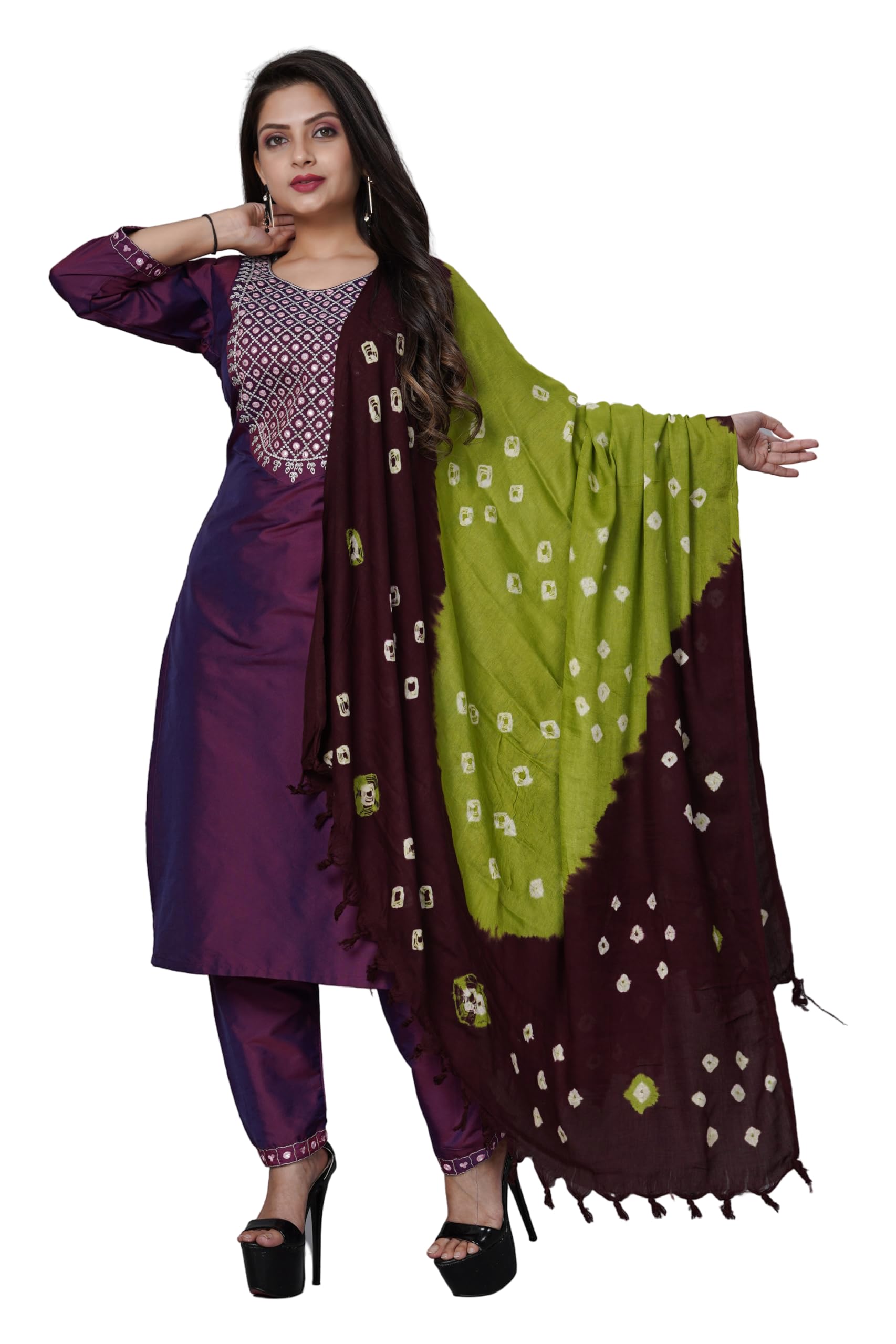 DARSH TRADING Multi colour Bandhani Dupattas Women's Cotton jaipuri Print Multicolor Dupatta-picture-53