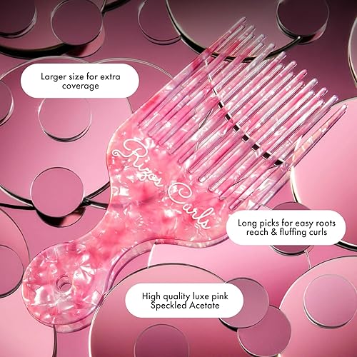 Miniatura 3 de Rizos Curls Peine, rizos esponjosos y añade volumen, selección más grande para levantar raíces, cabello rizado con textura, color rosa