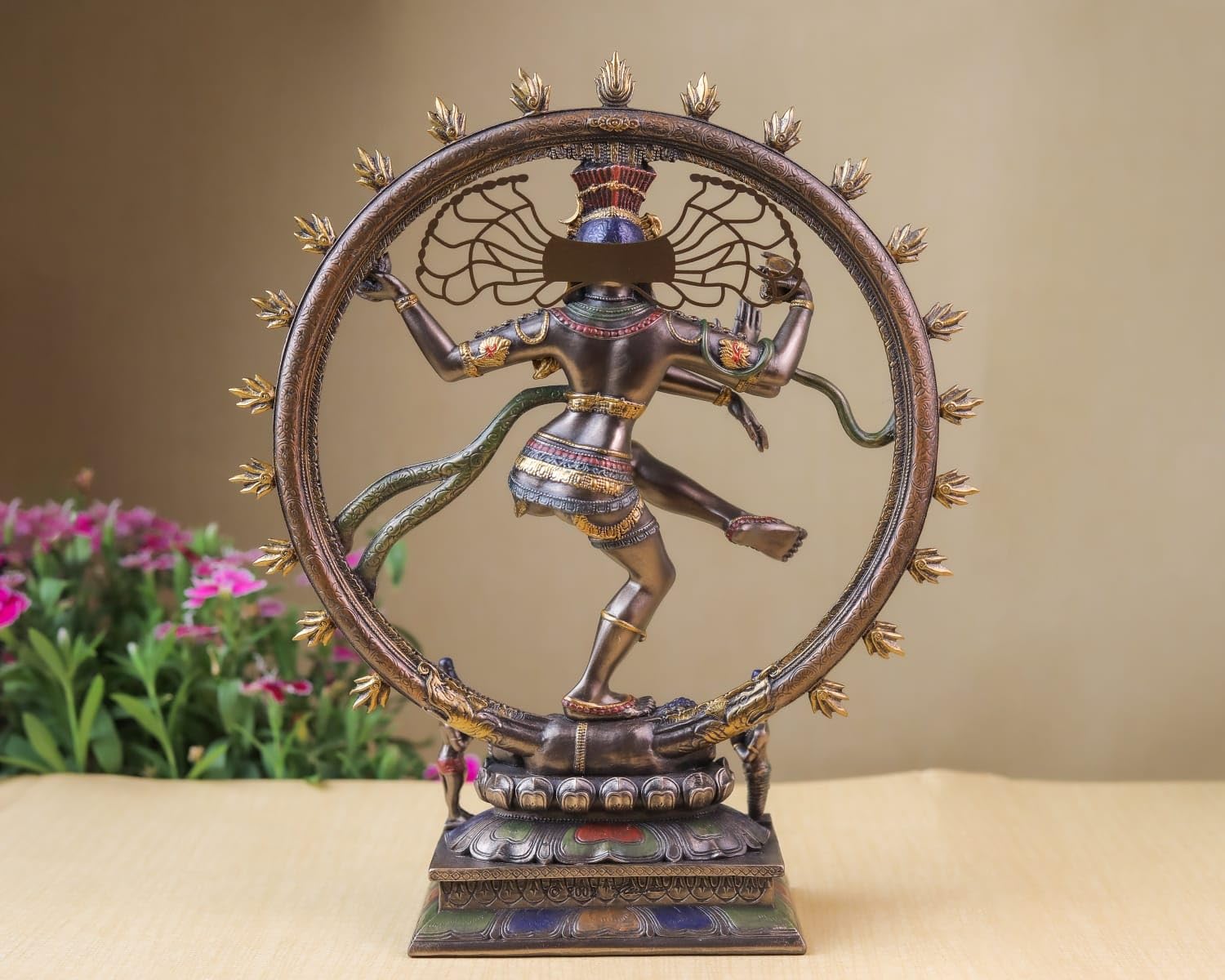 Statua Nataraja, statua di Shiva Nataraja in bronzo legato, 25,4 cm, maestosa Shiva in posa da ballo, ideale per la decorazione della casa, Lord Shiva nella danza cosmica, perfetta per la