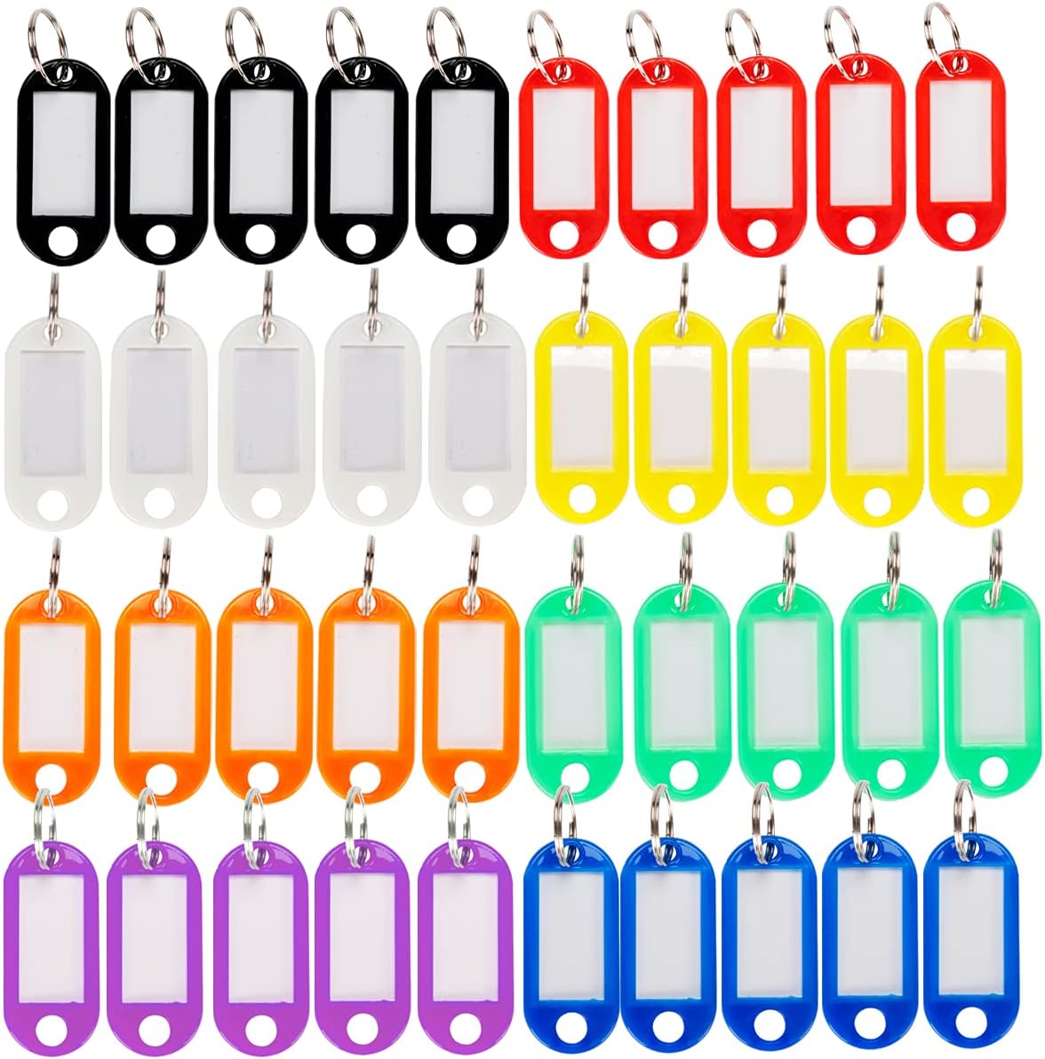 40 Pack Blank Labeling Tags，Key Tags with Ring and Label Window，for Travels Luggage Pet Name Memory Stick Tags，8 Colors : Office Products