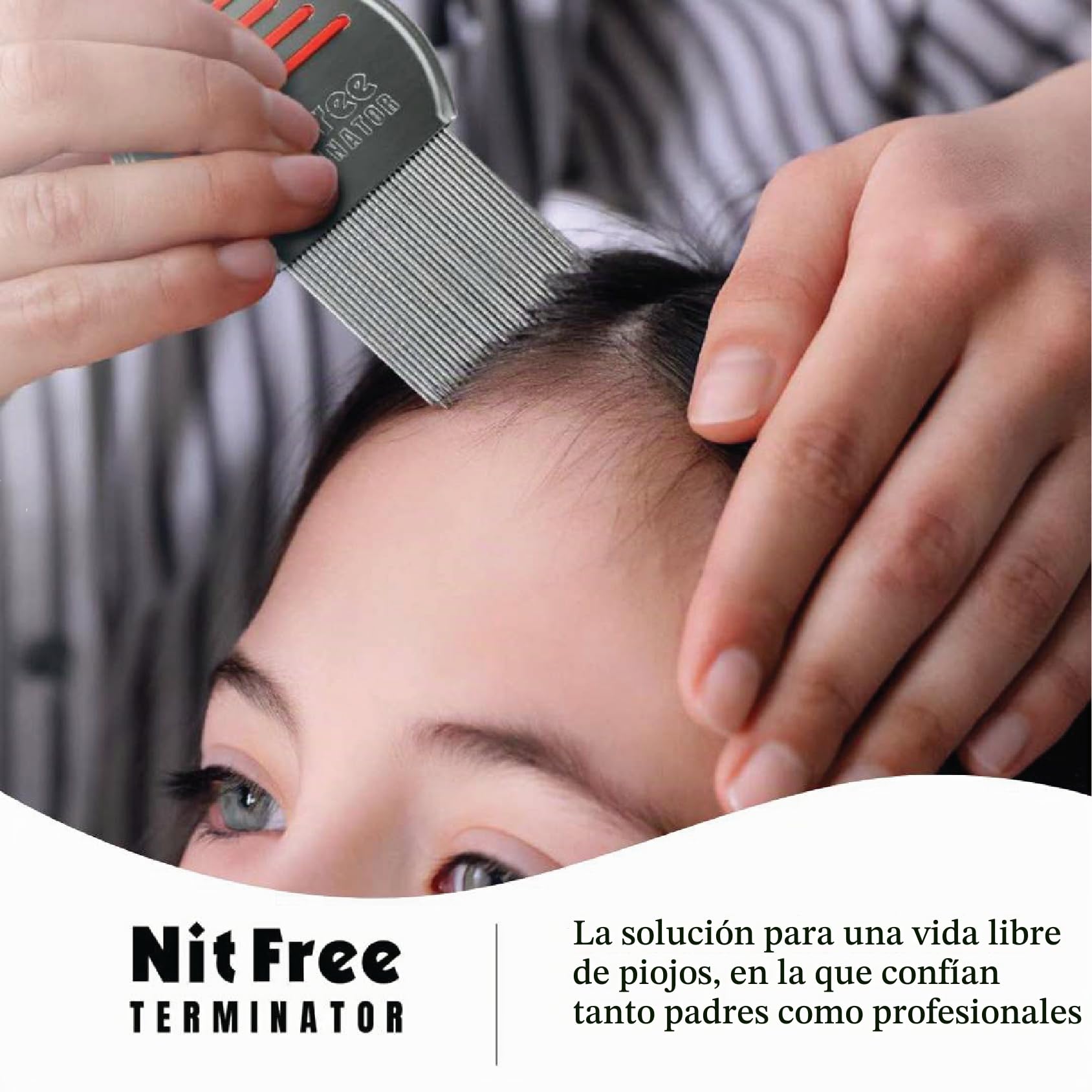 Nit Free Terminator Peine profesional de acero inoxidable para un tratamiento eficaz de piojos (los colores pueden variar) (paquete de 3)