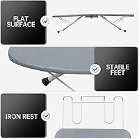 Vista 5 de Tabla de planchar de mesa, tabla de planchar portátil con soporte para plancha, tabla de planchar pequeña plegable con cubierta resistente al calor