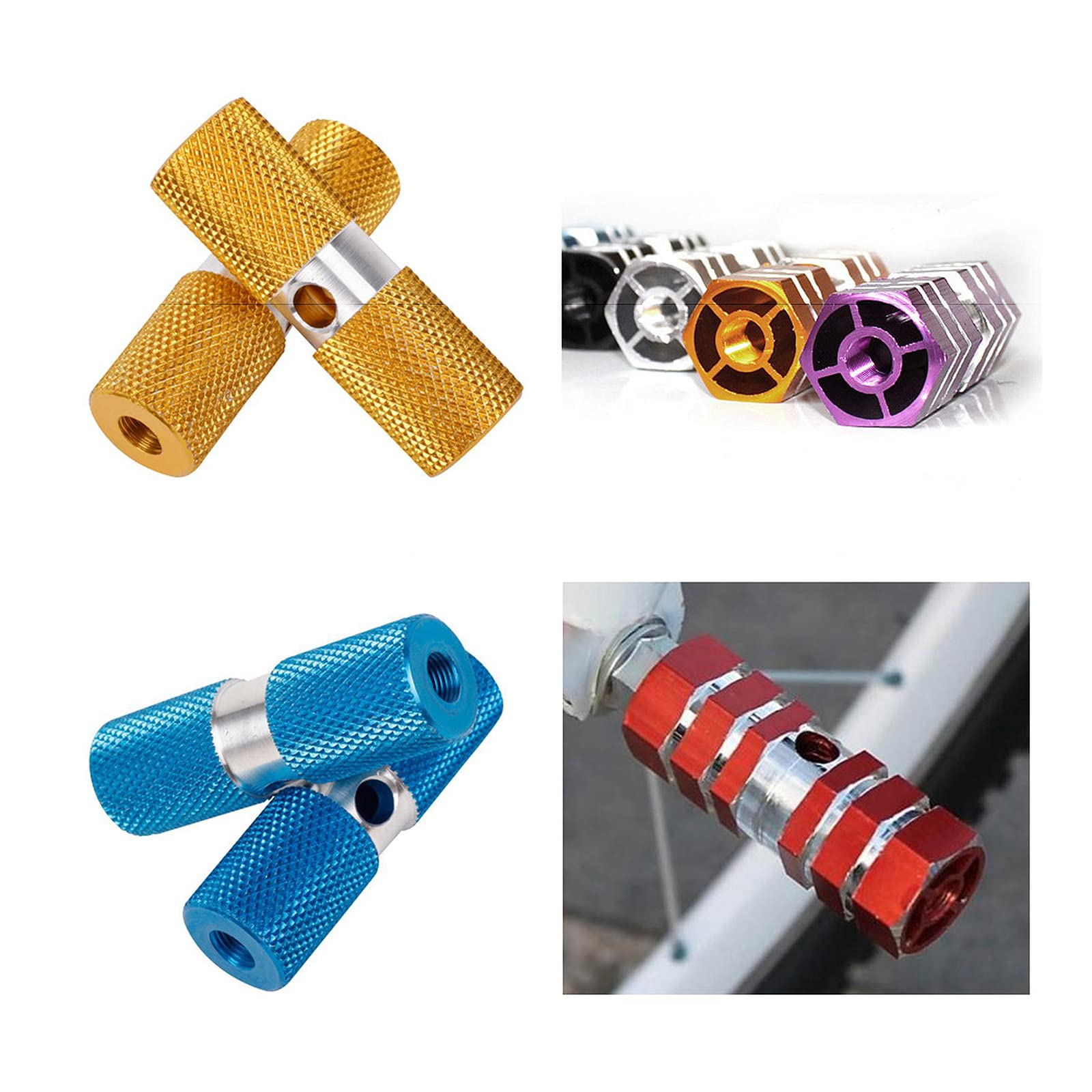 2パック(2本) ハブステップ(ディレイラガード/ガードナット) シルバー Amazon | AllBright ハブステップ 自転車用 二人乗り 足置き