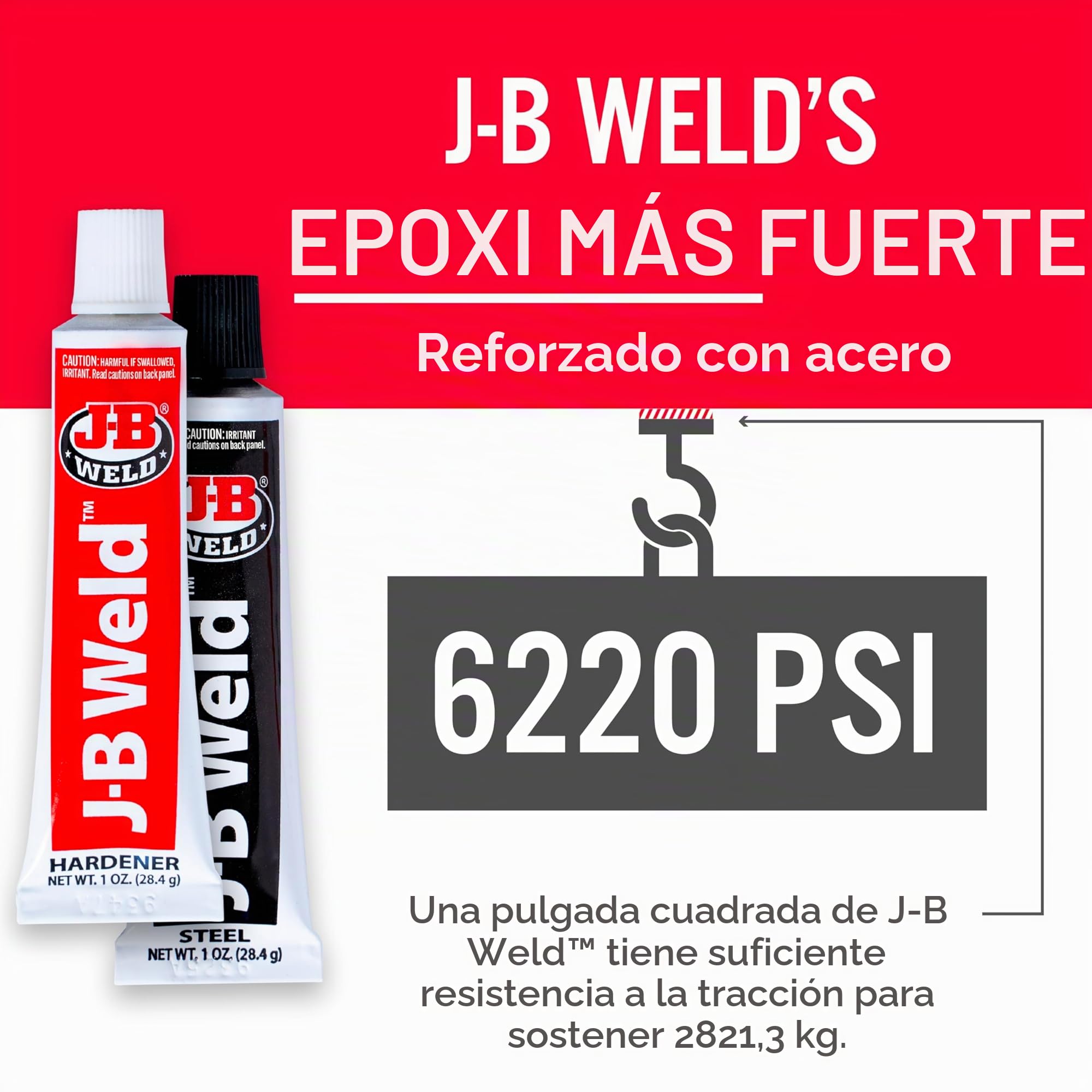 J-B Weld 8265S Epoxi reforzado de acero frío con endurecedor, 56.7 g (1)