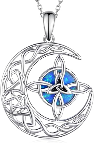 Daixiya Collar de nudo de brujas de plata de ley 925 con colgante de nudo de brujas celtas, collar pagano Wicca, joyería para mujeres y niñas, Plata