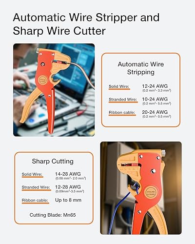 Miniatura 2 de VCELINK Pelacables y cortador automático de tiras rápidas, pelacables profesional de tira rápida, herramienta de pelado de cables eléctricos