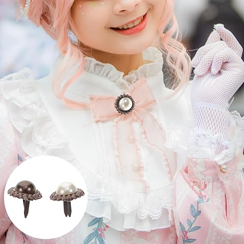 Miniatura 5 de VILLCASE 20 sujetadores de papel, pernos redondos vintage de perlas, sujetadores de papel de metal para manualidades, proyectos de manualidades