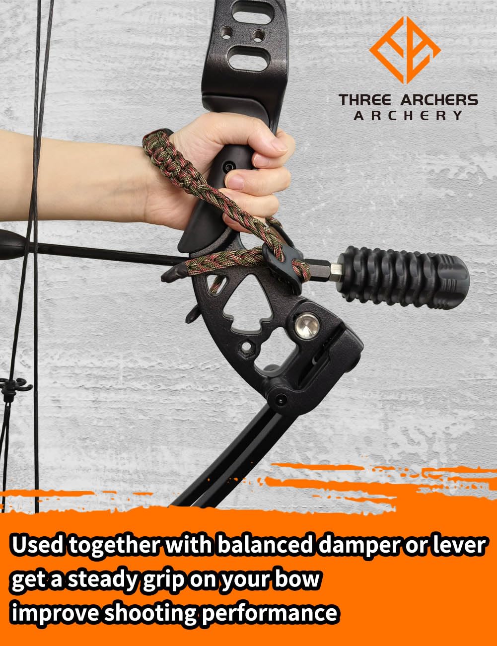 THREE ARCHERS Sangle De Poignet Réglable Pour Tir à L'Arc – Paracorde Tressée, 23″, Noire, Pour Chasse Et Cible