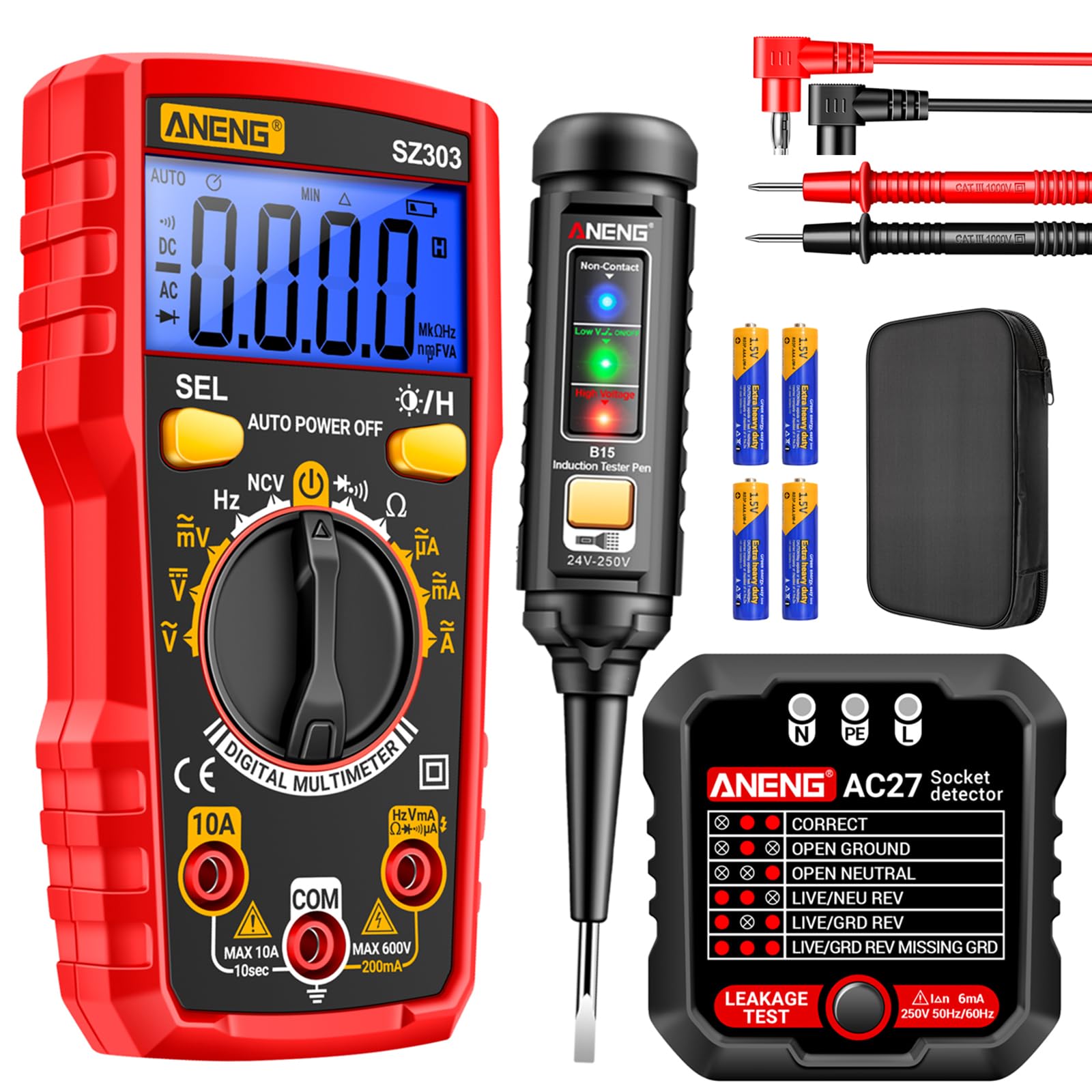 Electrical Test Kit -Multimeter,Non Contact Voltage Tester,Outlet Tester