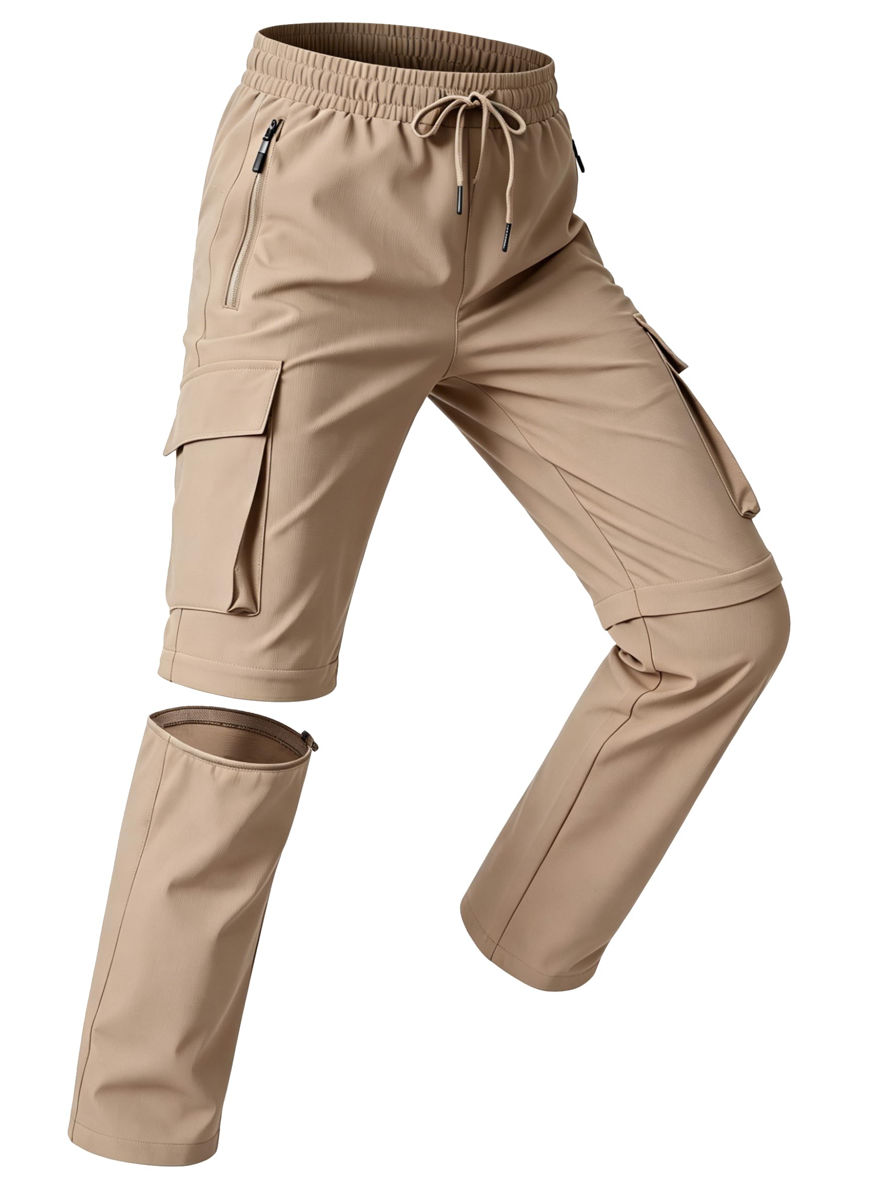 Buyboxs Kinder wasserdichte Wanderhose Zip-Off Leicht Schnelltrocknend Jungen Outdoor Nylon Trekking Hose Freizeithose mit Reißverschlusstaschen