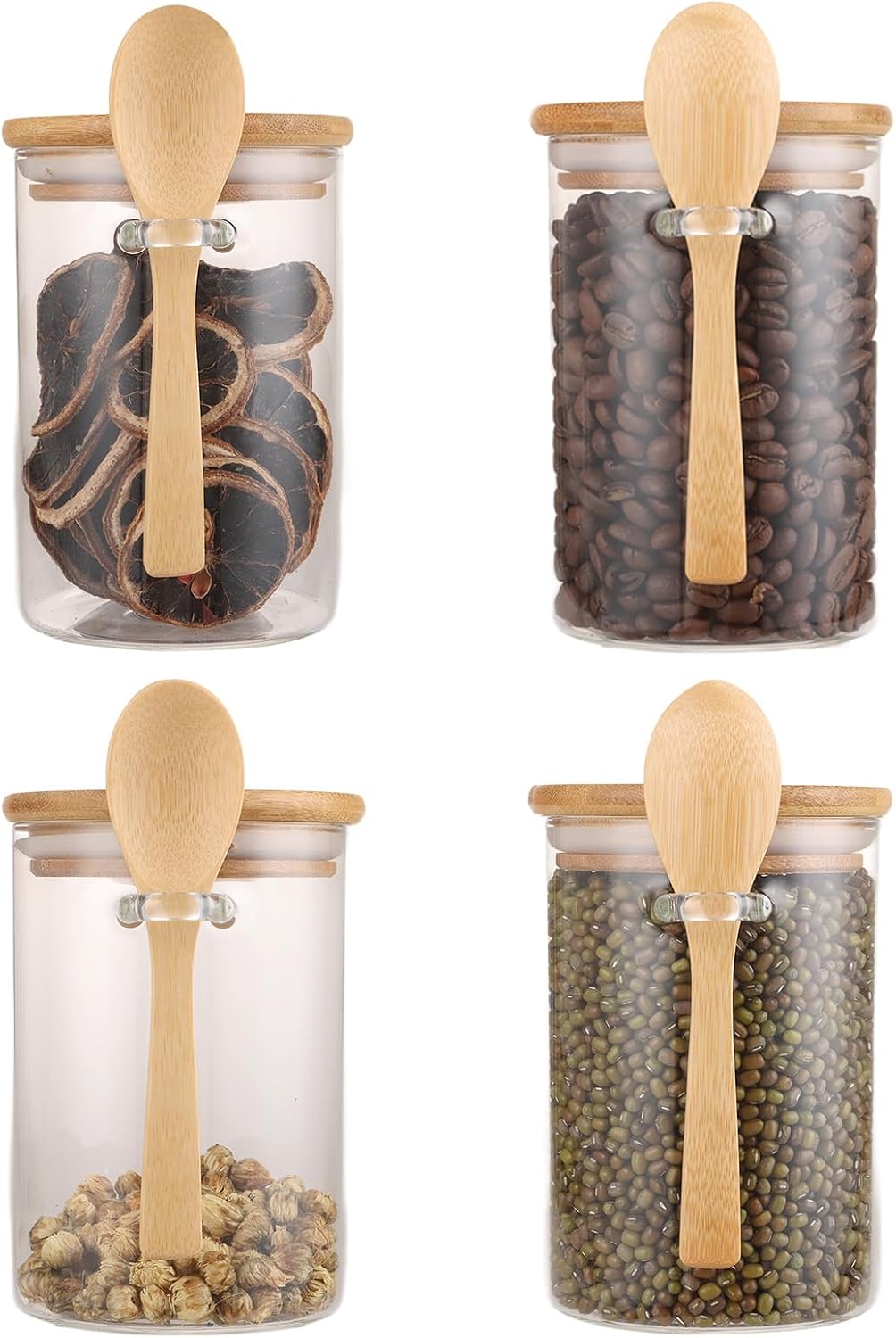 WOPPLXY 4er Set Glasbehälter mit Deckel, 450ml Vorratsgläser mit Deckel ...