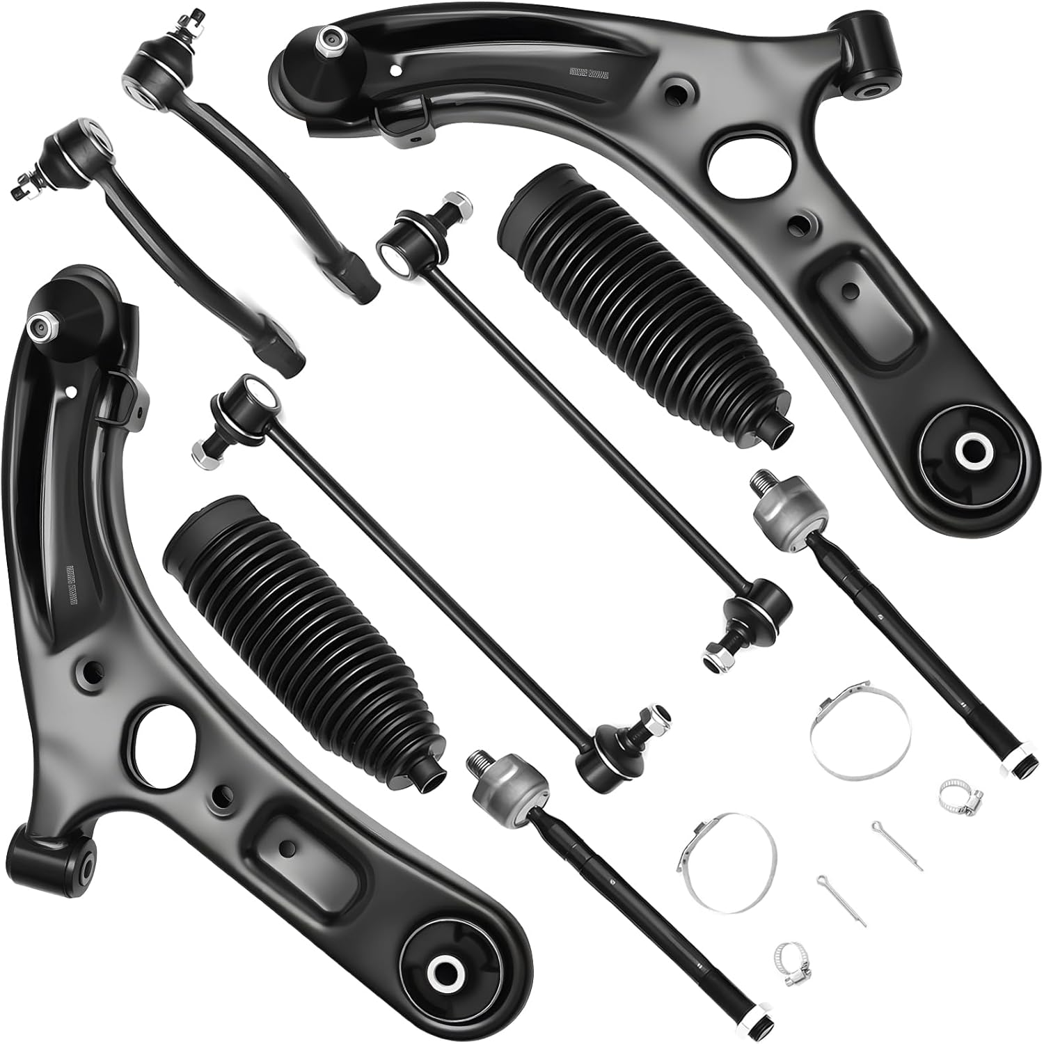 TNMT 15Pcs Front End Suspension Kit for Chevy GMC C1500 C2500 Suburban Tahoe Yukon,Front Upper Control Arms and Lower Ball Joints/Tie Rod End Inner and Outer Sleeve/Sway Bar/Pitman and Idler arm
