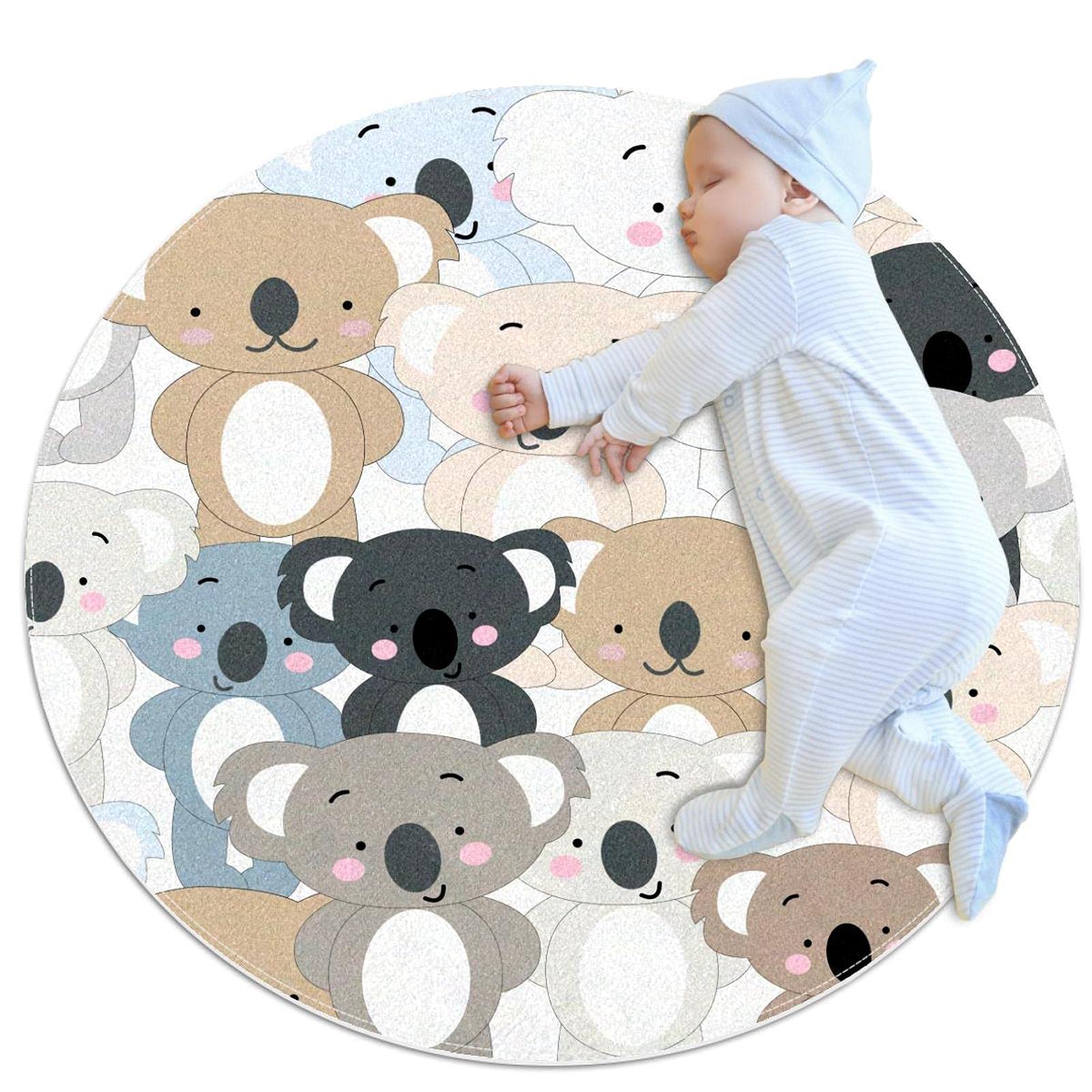 Tapis rond 100cm de salon et salle à manger - Tapis de sol circulaire pour enfant