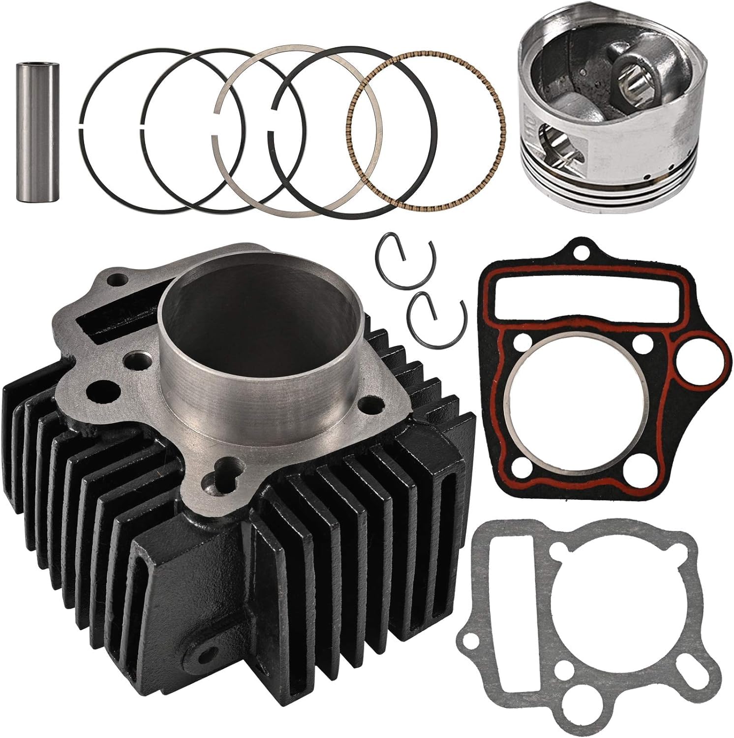 Trkimal Kit de montage de bloc-cylindres 52,4 mm pour moto avec accessoires de piston et joint de cylindre, remplacement pour moteur 4 temps 110 cc pour moto chinoise TaoTao Coolster, quad ATV, pit