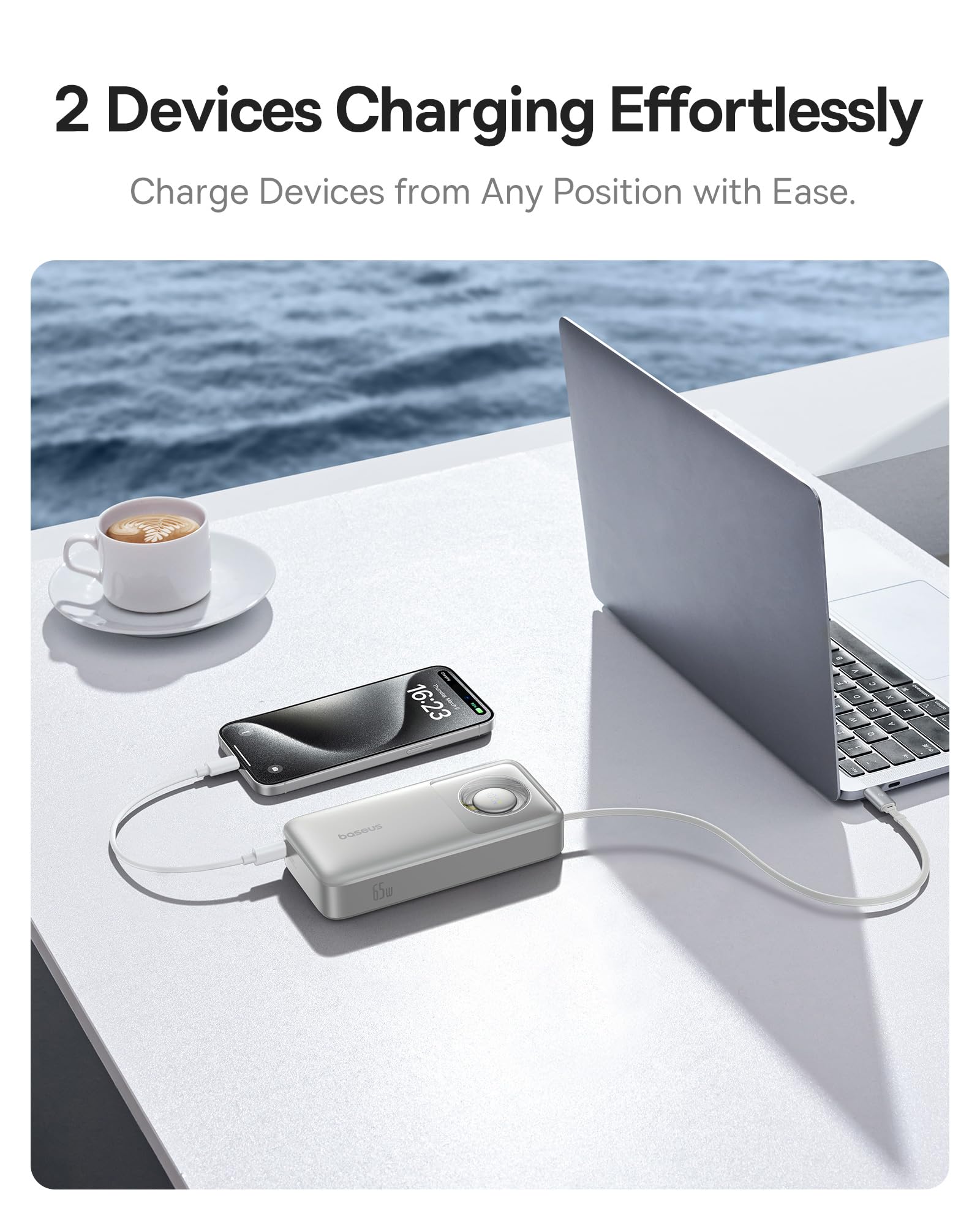 Powerbank Baseus Free2Pull Chargeur Rapide 65W Gris