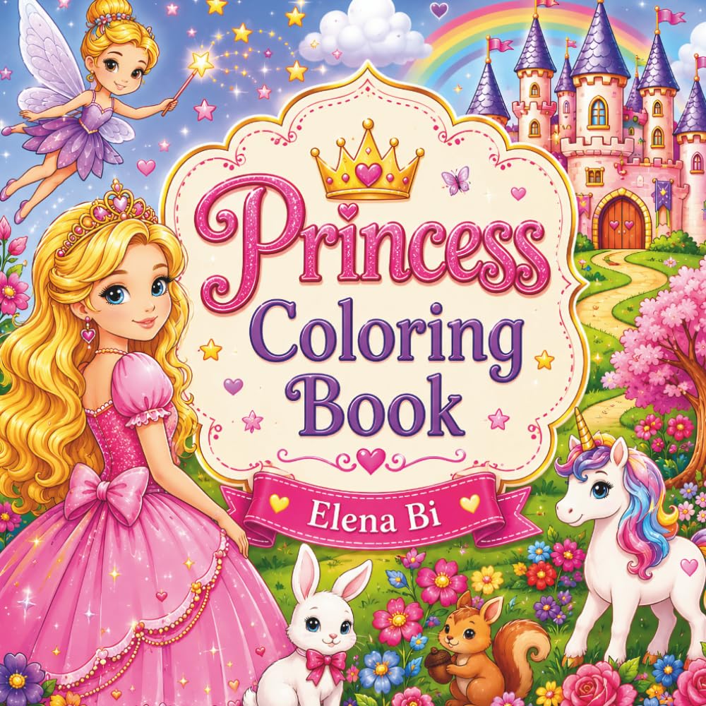 Princess coloring book: Beautiful Princesses, Magical Creatures & Fairy Tale Kingdoms