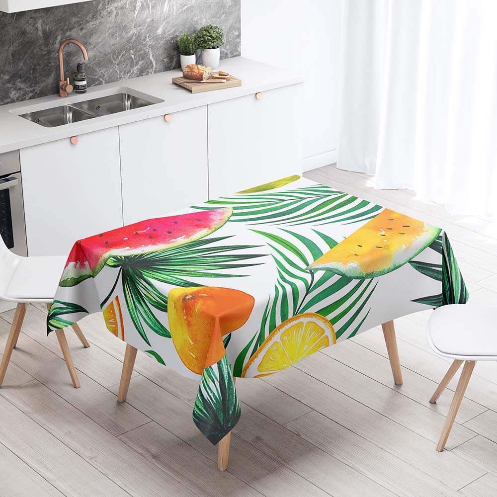 DOTBUY Nappe Rectangulaire Nappe En Polyester Impermeable L'épreuve De L'huile Antifouling Nappe En Table Pour Extérieur Ou Intérieur Table De Salle à Manger (Feuille Verte A,140x180cm