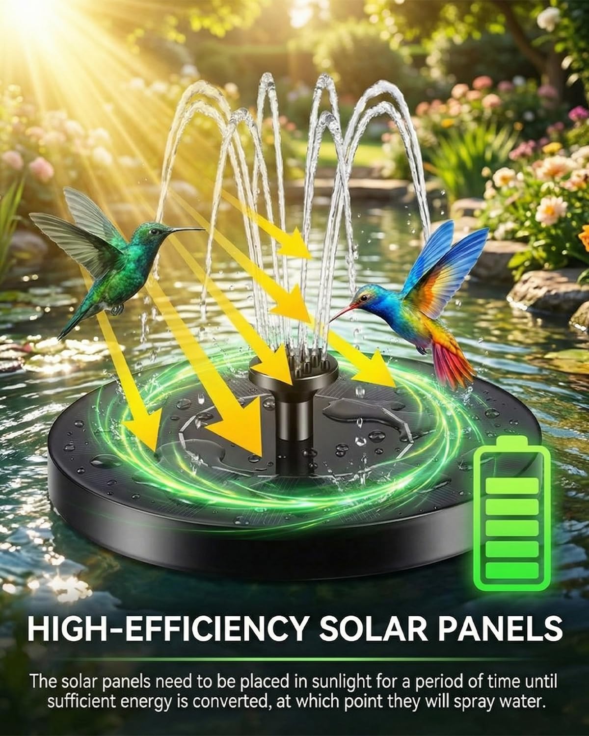 Solar Water Fountain Pump with 7 Spray Nozzles, Solar Powered Water Fountain Floating Pump for Bird Bath, Pond & Garden Decoration, Eco-Friendly Solar Fountain, No Electricity Required — view 3