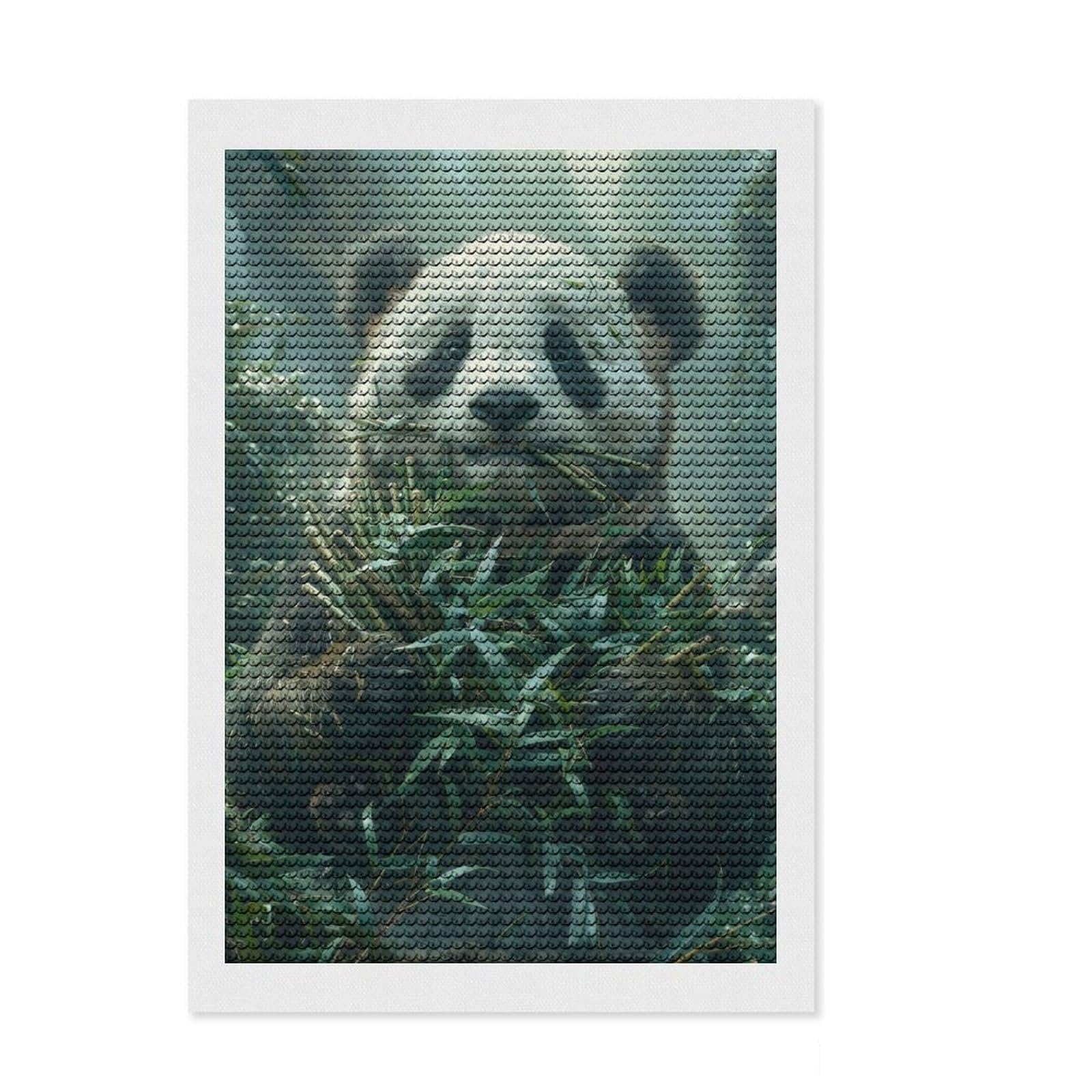 Junmoney Panda Bear Eating Bamboo Diamond Painting Set 8"x12", for Women, Stress Relief Craft, Thoughtful Present, Aesthetic Room Decor