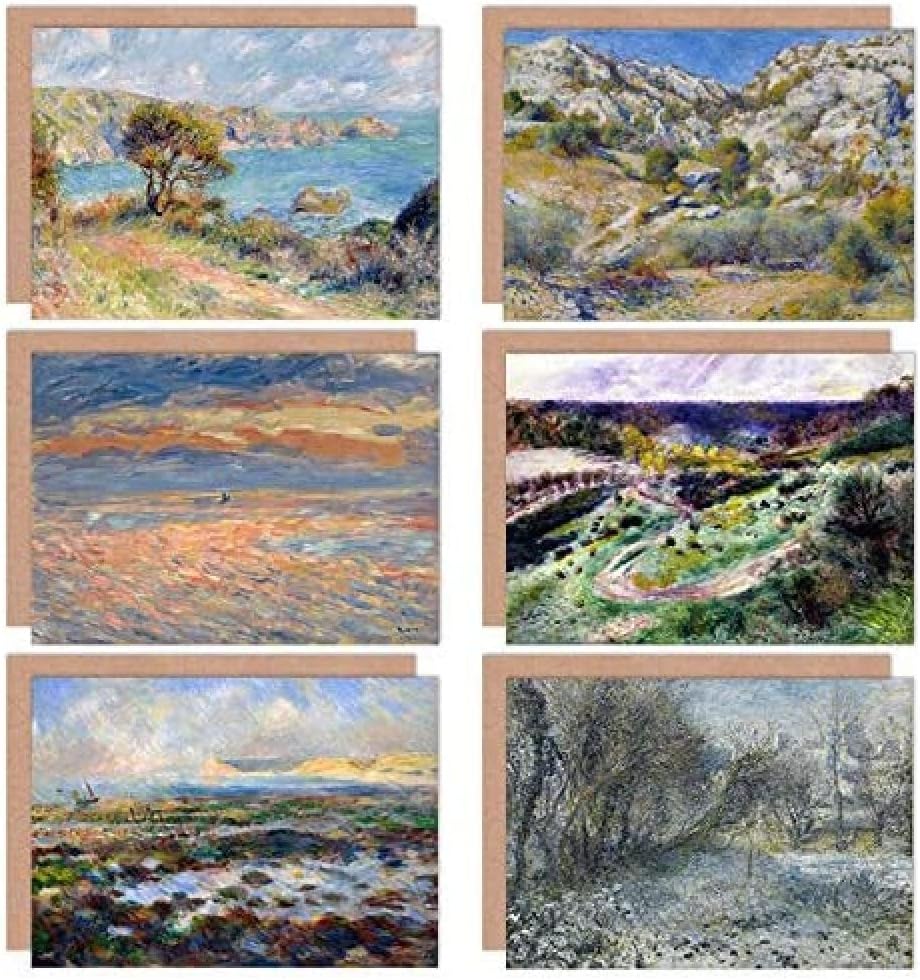Artery8 Pierre-Auguste Renoir Snow Wargemont Lestaque Low Tide Yport Sunset Guernsey Fine Art Greeting Card Pack of 6
