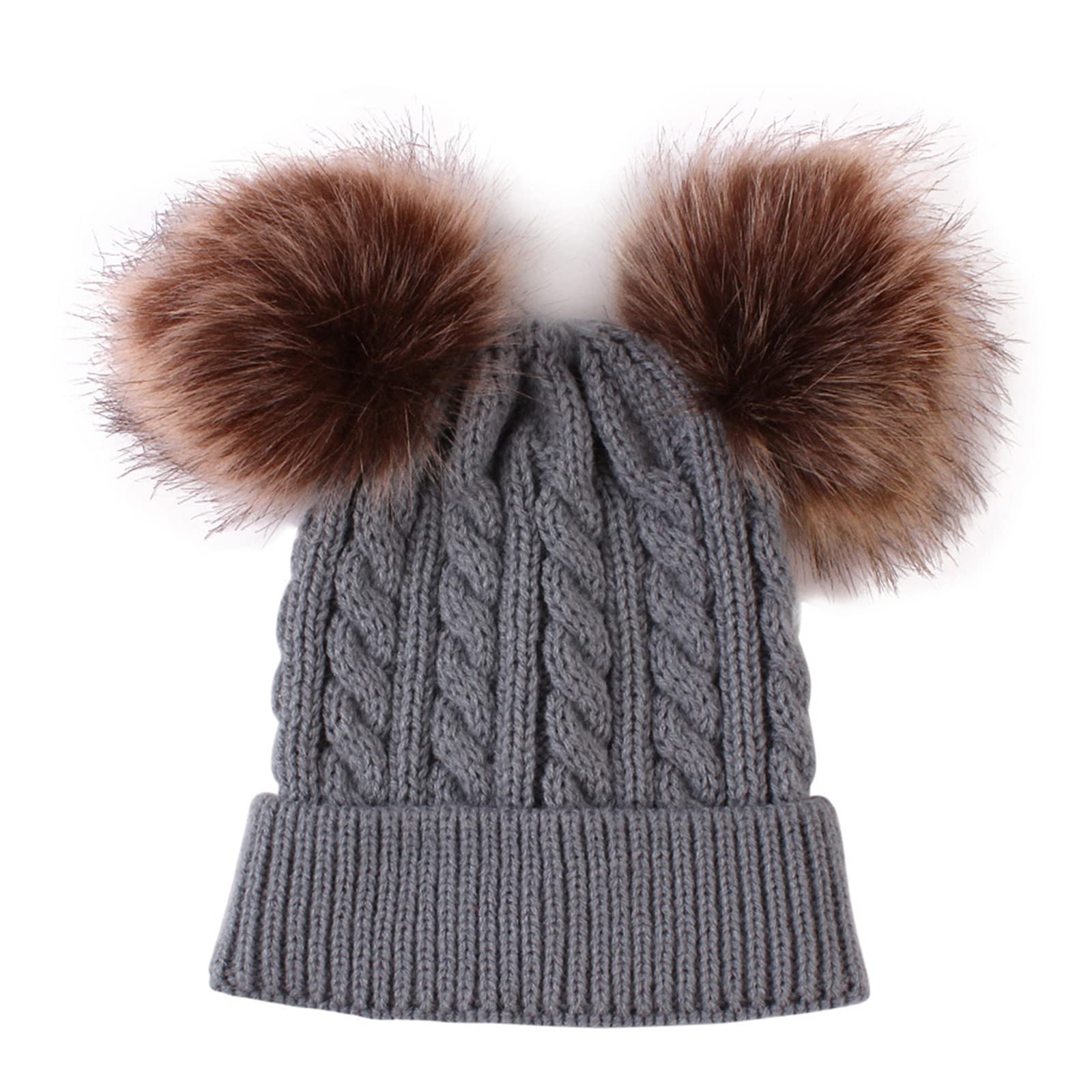Gorro Cálido de Invierno de Algodón Teñido para Niños Y Niñas, Gorro de Punto para Niños, Gorro de Invierno para Niños Pequeños, Orejeras para Niños/Gray/One Size