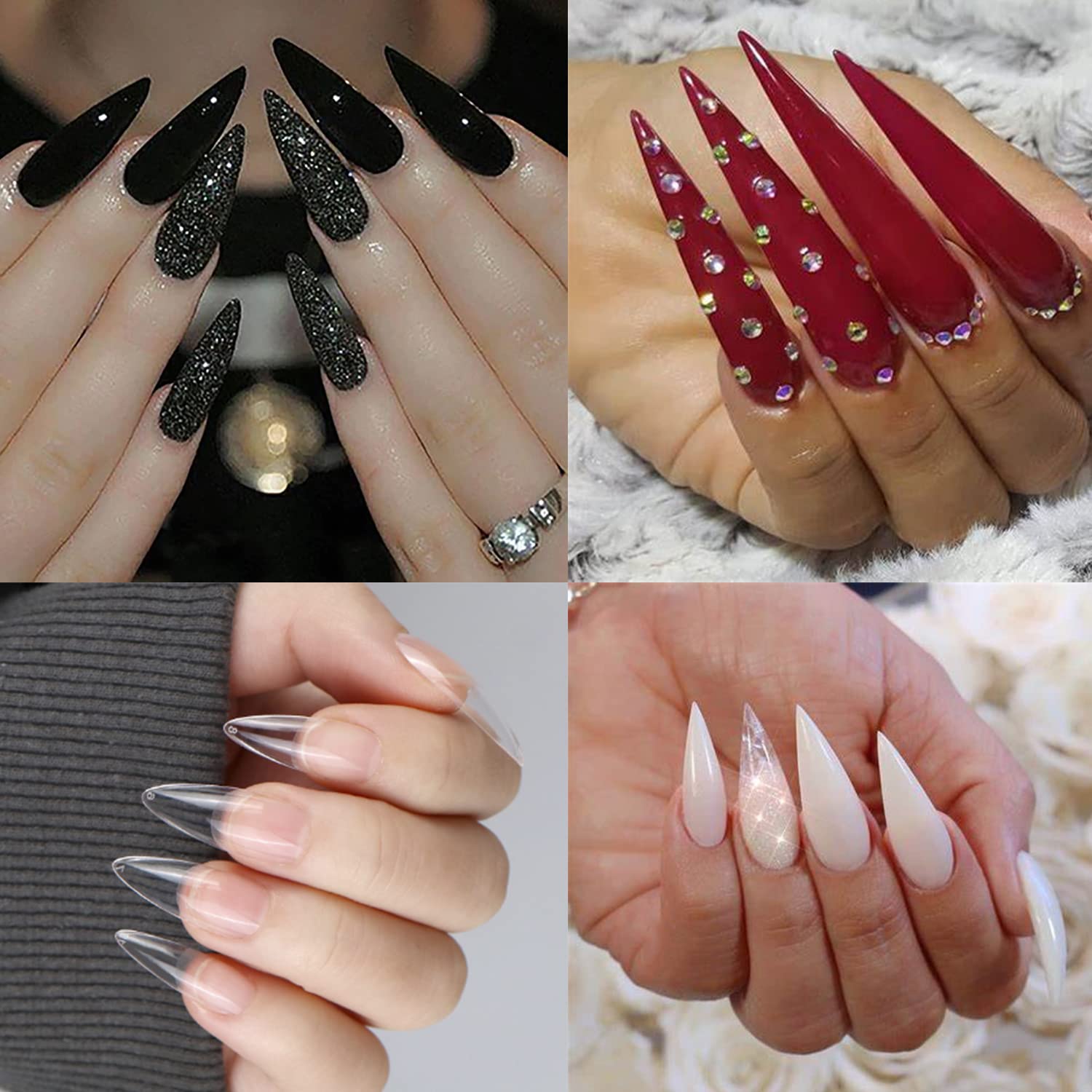 MAGIC ARMOR Stiletto Nail Tips 504pcs Stiletto Gel Nails