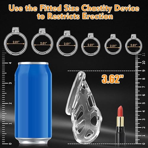 Miniatura 11 de Dispositivos de jaula de castidad masculina – Jaula de silicona suave y ligera para hombre para el pene, jaula de bloqueo de casidad transparente