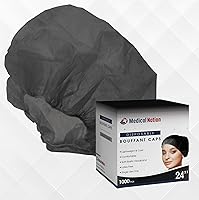 Vista 6 de Red para el cabello de 24 pulgadas desechable, caja de 1000, color negro, redecillas para el cabello, no tejida, no plisada, para médico
