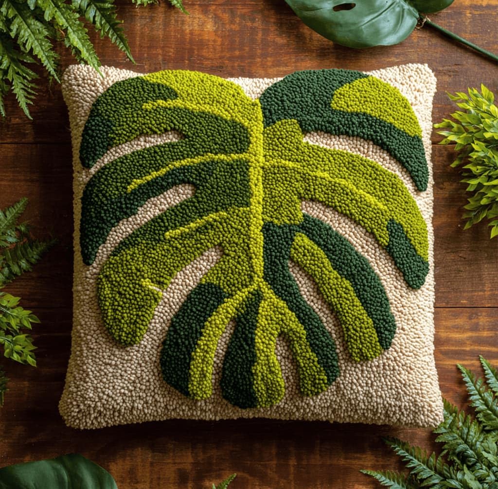 Kitquiver Latch Hook Kits for Adults Leaf Rug Cover Pillowcase Beginner