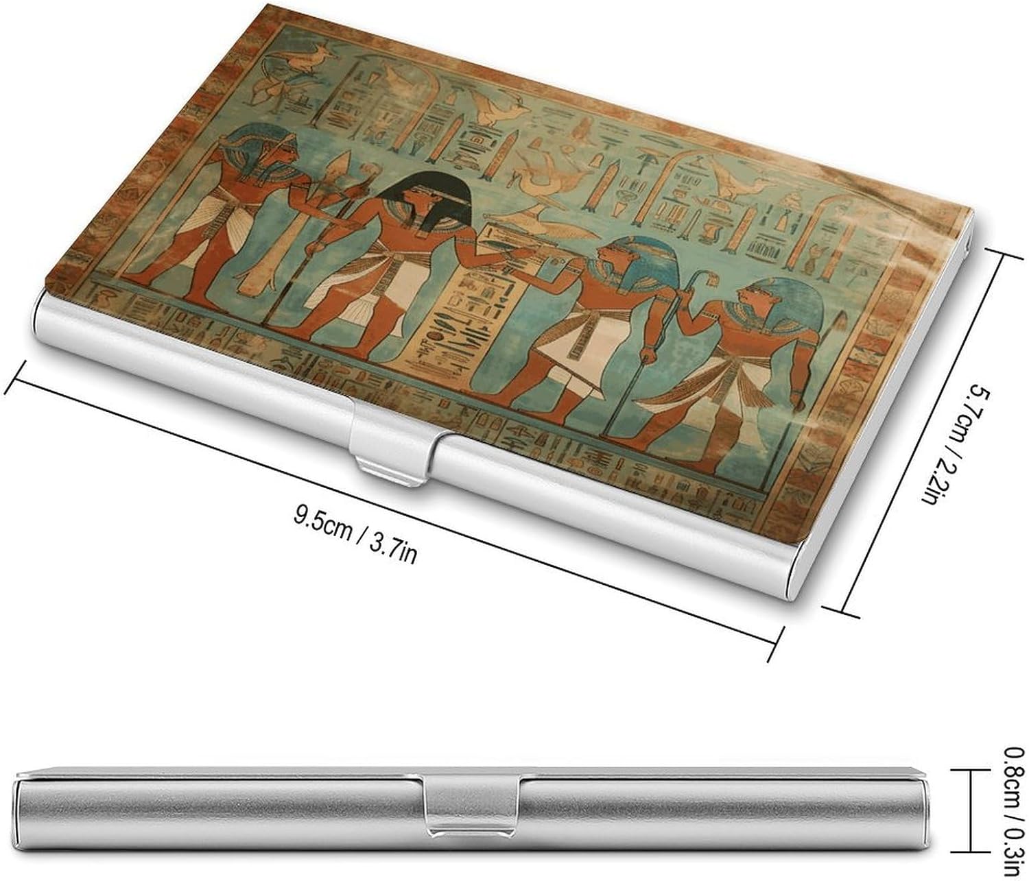 Women in Ancient Egypt Business Card Case Metal Slim Business Cards Holder Portable Pocket Card Holder Travel Name Cards Holder Wallet for Men & Women