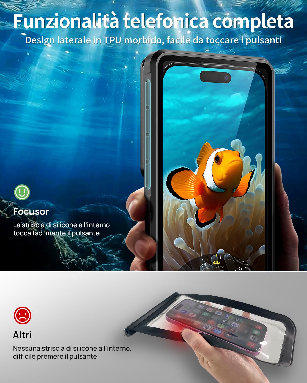 Custodia Impermeabile 15M Professionale IPX8 Smartphone 6.1-6.9‘’ Universale Cover Subacquea [Touchscreen Subacqueo] Asciutta Borsa per iPhone Samsung Galaxy Huawei XiaoMi Google Pixel