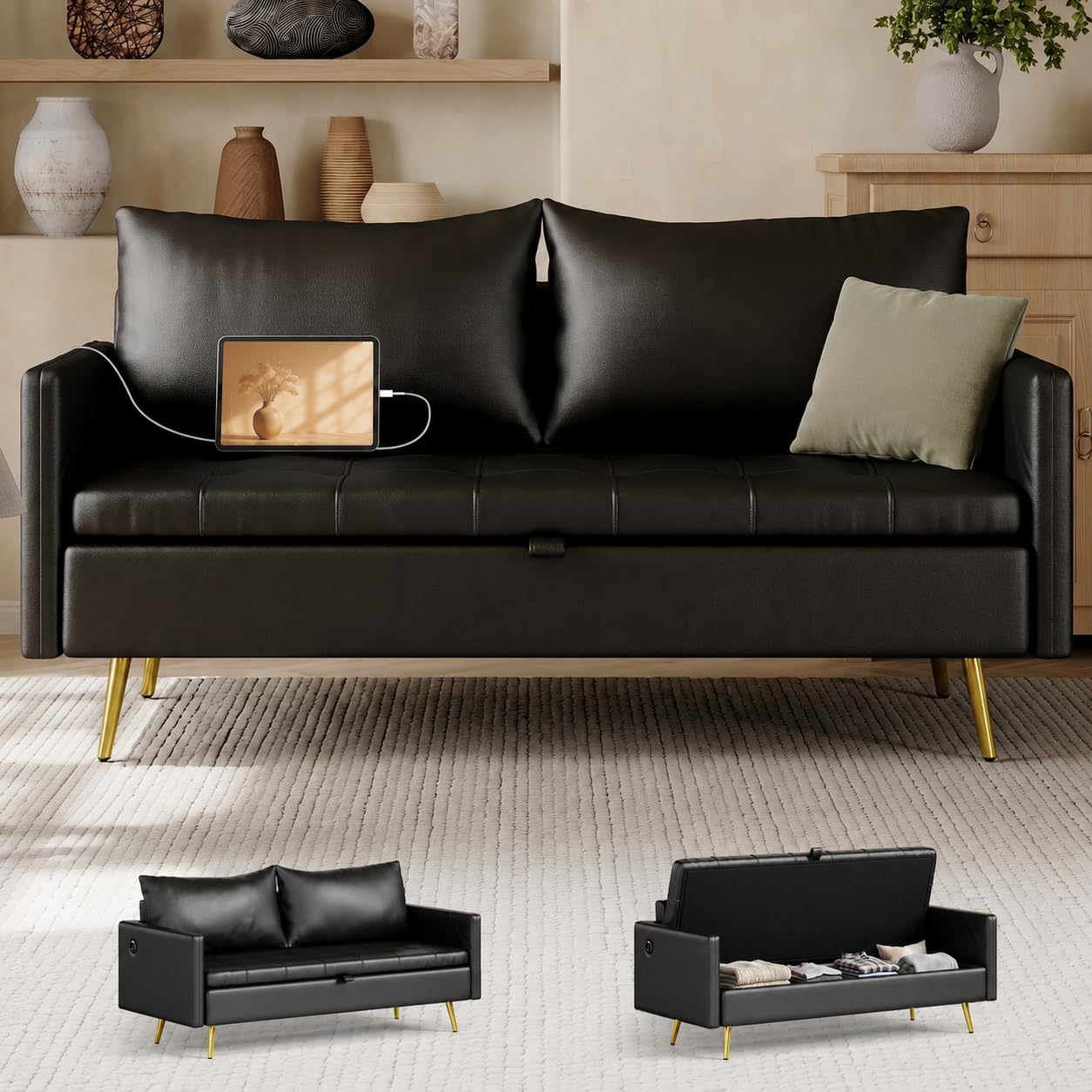 LINLUX Storage Loveseat