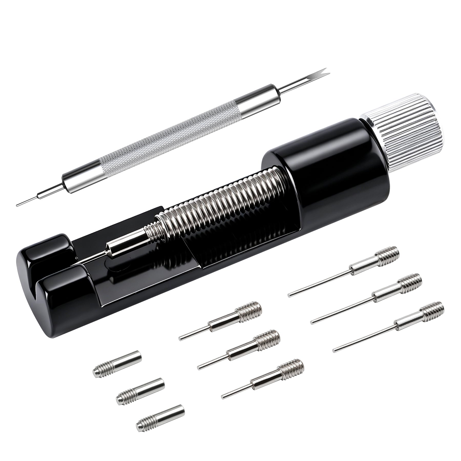 JOREST Watch Link Removal Tool, Watch Band Tool Kit, Tool for Watch Bracelet Adjustment and Replacement and Resizing, with Doubled-ended Pin Punches，6Pcs Spare Needle, 2 Hammer-Like for Installation