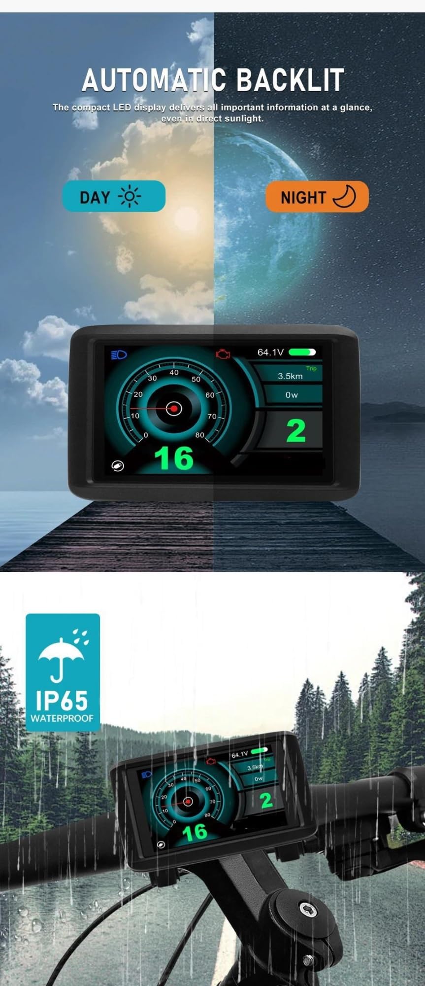 Pantalla para Ebike, Pantalla Color UKC1 para Panel LCD De Bicicleta Eléctrica